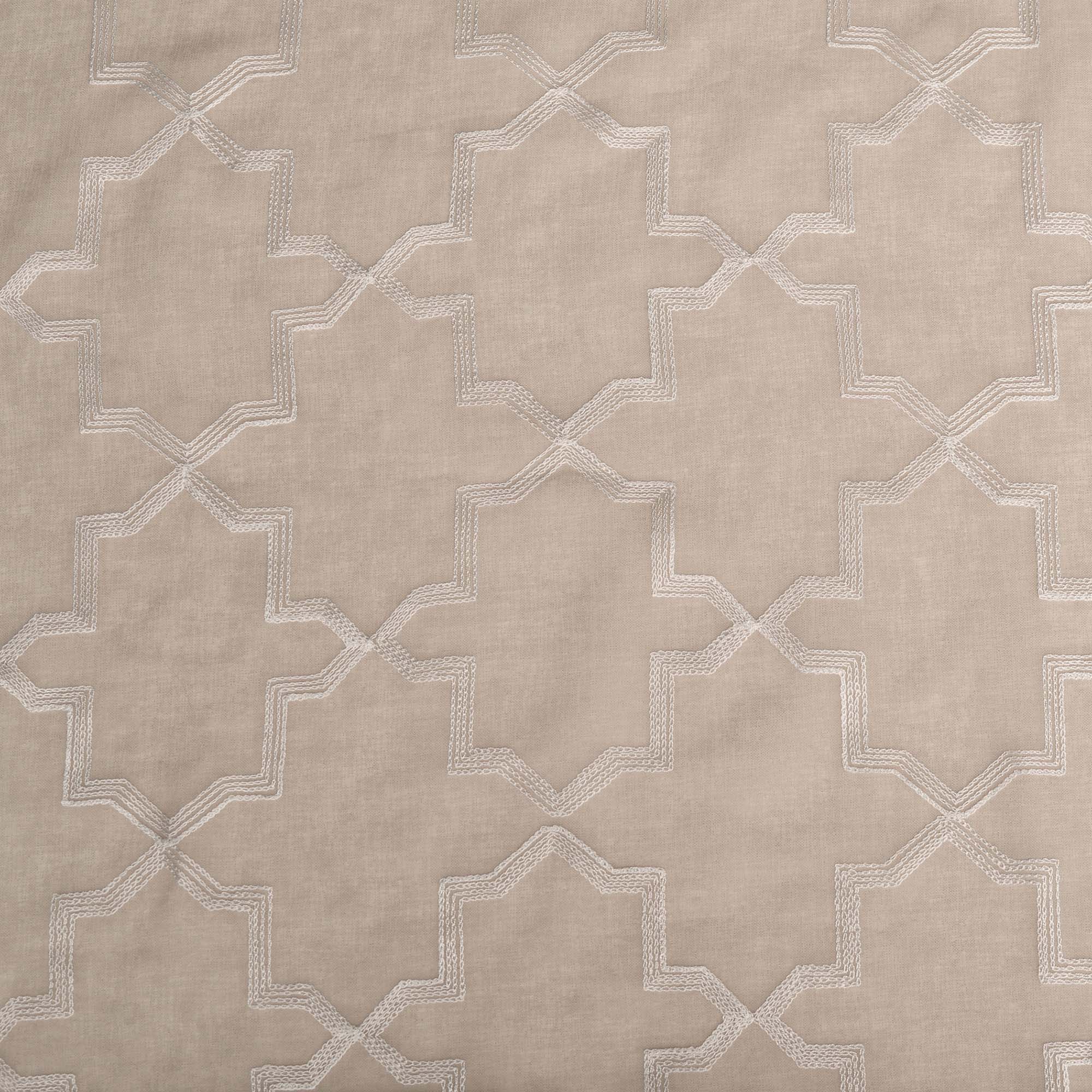 Embroidered Quatrefoil Semi-Sheer 2-Piece Curtain Panel Set - Elegant Window Treatment for Living Room & Bedroom Decor