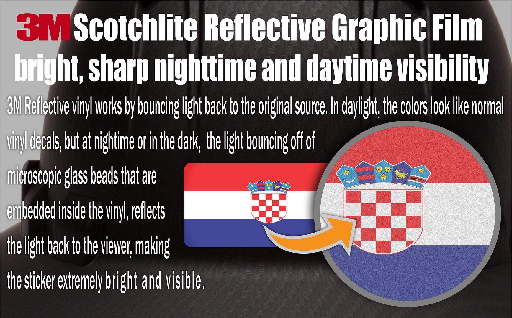 3M Reflective Croatia & USA Flag Stickers (10-Pack) - High Visibility Safety Decals for Hard Hats, Laptops, Bikes & Toolboxes - Perfect for Night Safety, Work Zones & Patriotic Displays