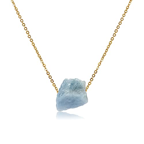 Ava Evelyn Aquamarine Necklace | Natural Blue Crystal Pendant for Women | Healing Stone Jewelry | Spiritual Gifts for Teens, Mothers Day & Birthday | Perfect for Meditation, Yoga & Energy Healing