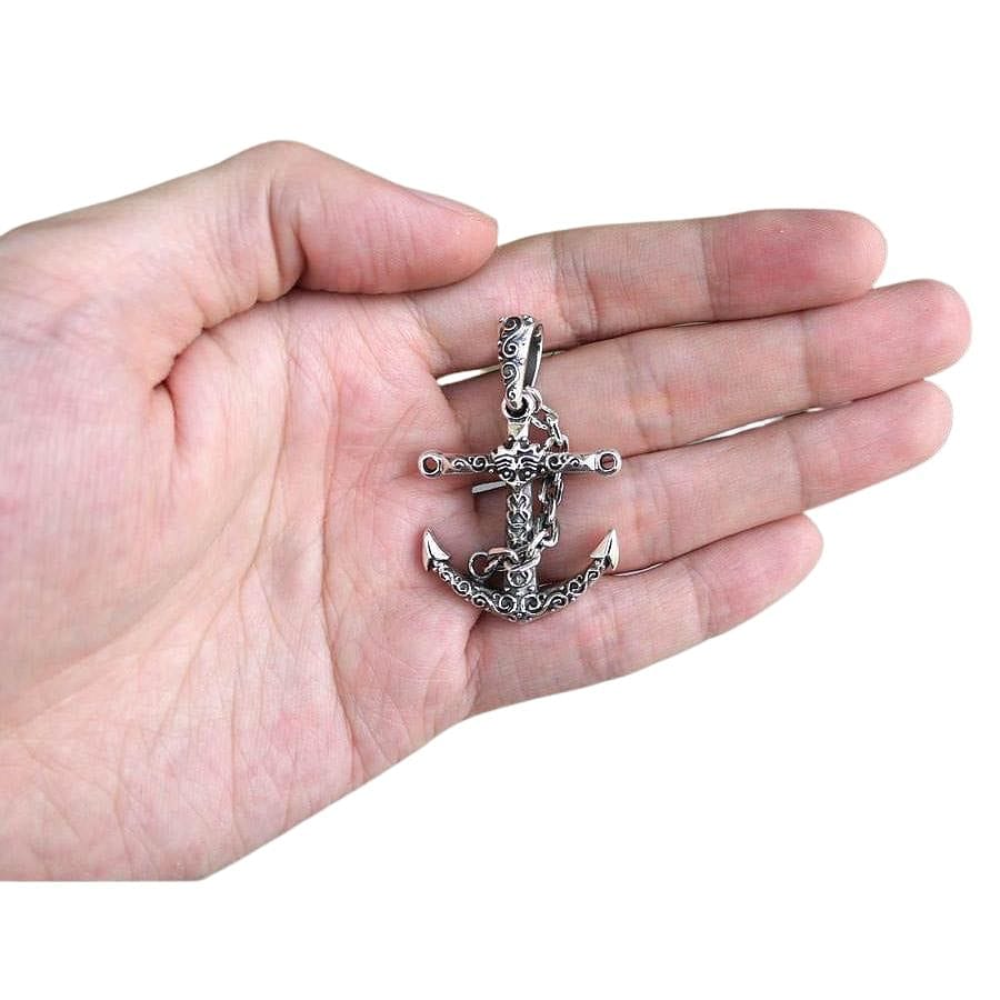 Viking Anchor Sterling Silver Pendant Necklace for Men - Norse Jewelry, Viking Symbol of Strength - Perfect for Gifts, Everyday Wear & Viking Enthusiasts