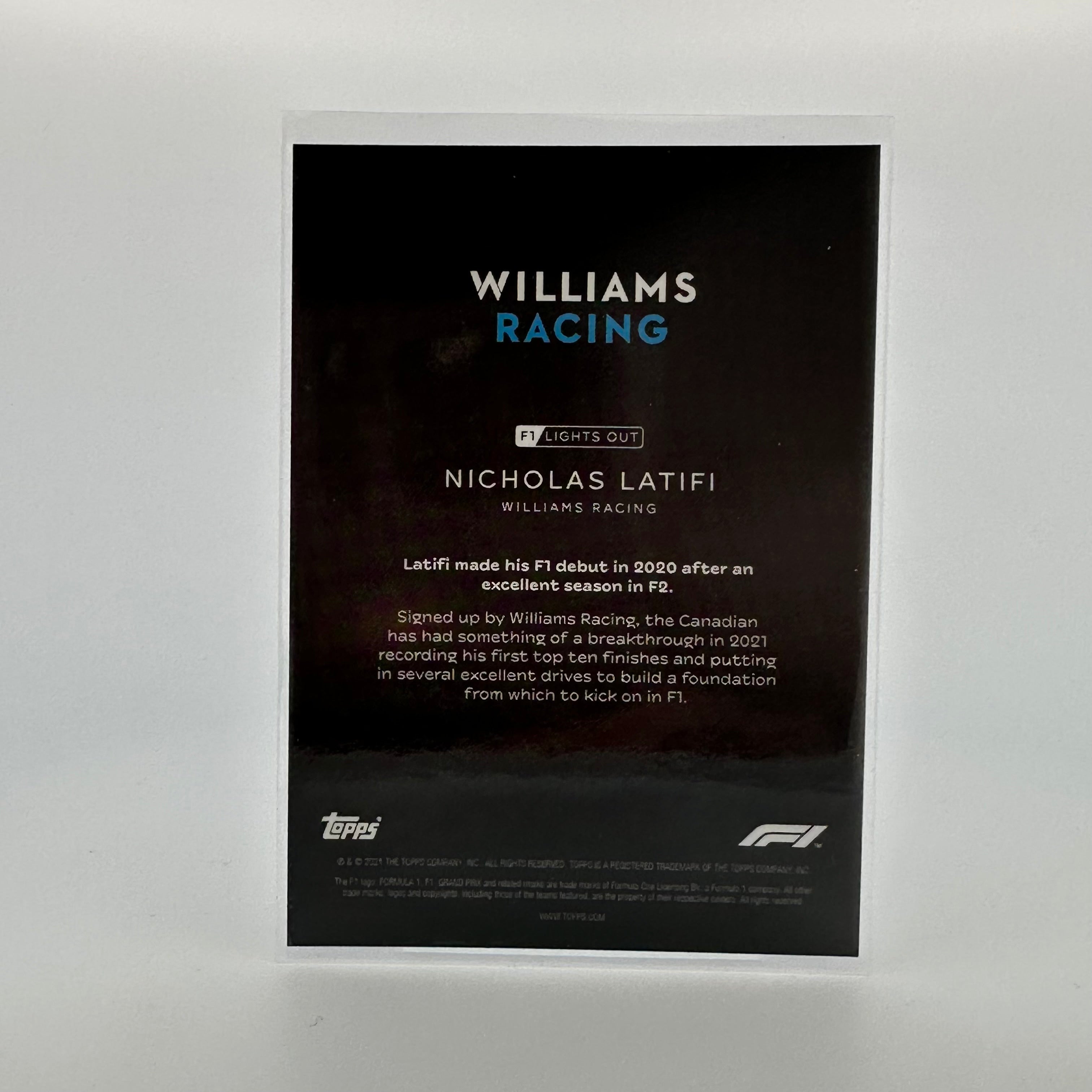 Nicholas Latifi F1 Racing Driver Blue Parallel Collectible Card - Perfect for F1 Fans, Collectors, and Sports Memorabilia Enthusiasts