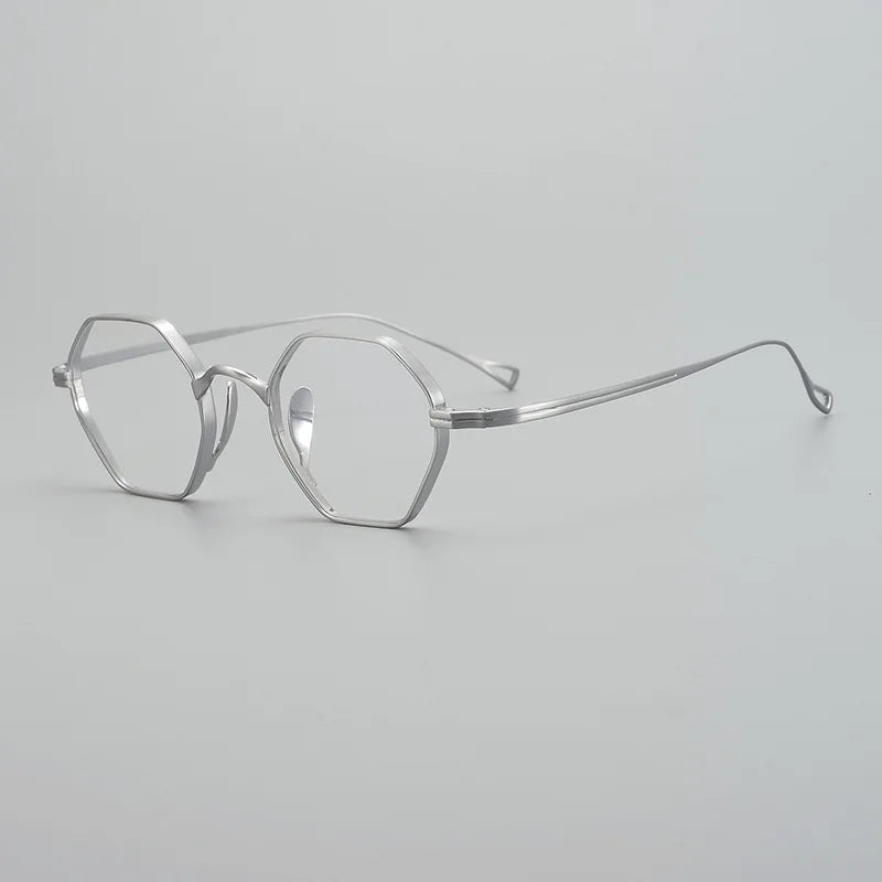Unisex Black Flat Top Polygon Titanium Eyeglasses Frame - Lightweight Durable for Work, Reading & Fashion Accessories