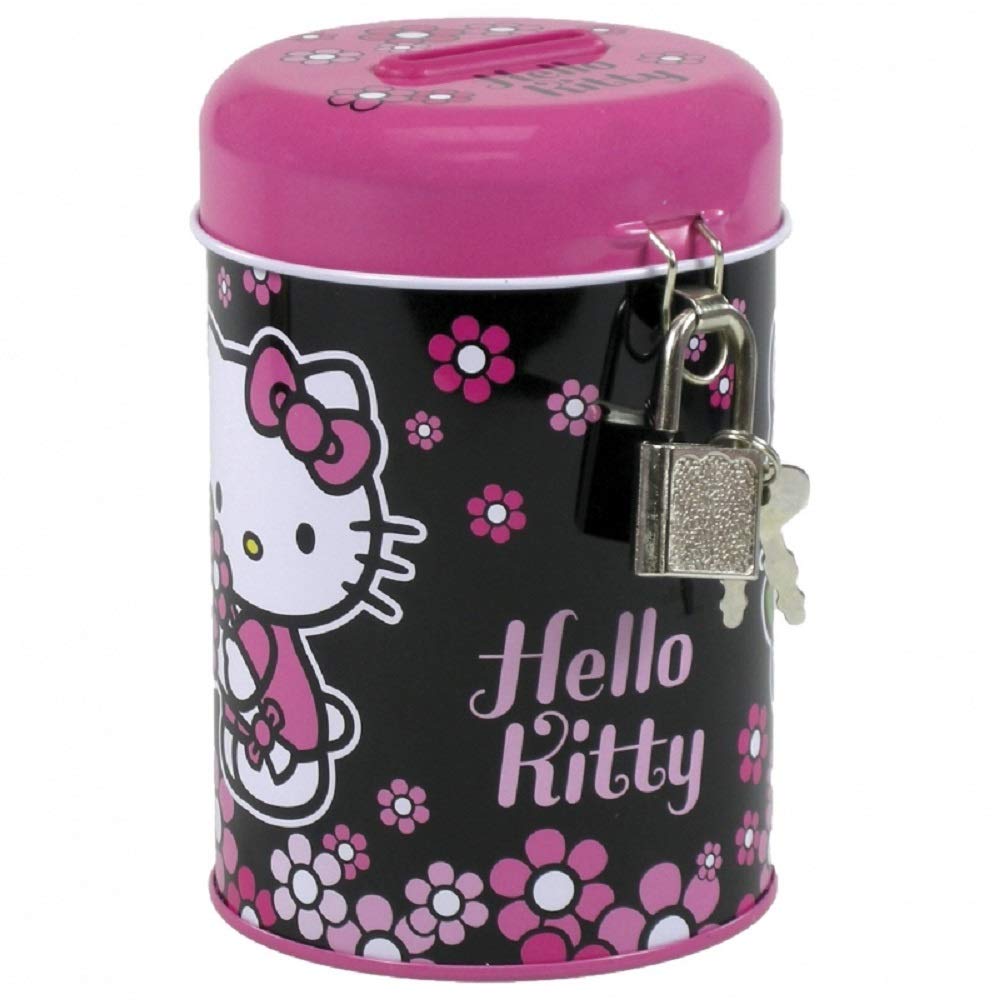 Hello Kitty Locking Money Box Tin - Cute Piggy Bank for Kids & Collectors - Perfect for Saving Coins, Cash & Gifts (Pink, Metal) | Birthday Gifts, Room Decor, Piggy Bank for Girls