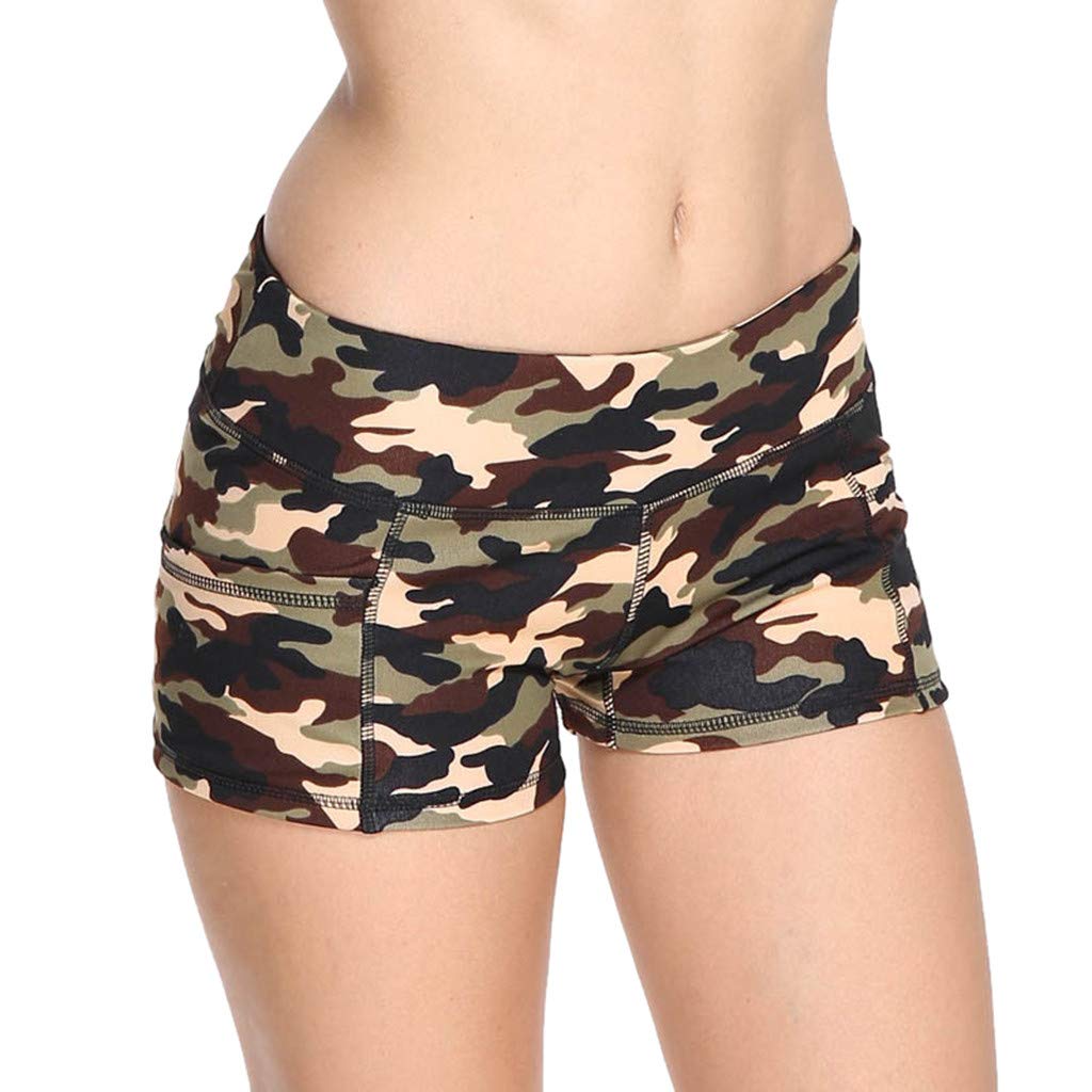 Women's Camouflage Print High Waist Athletic Shorts - Summer Workout Hot Pants for Running, Yoga & Gym Training