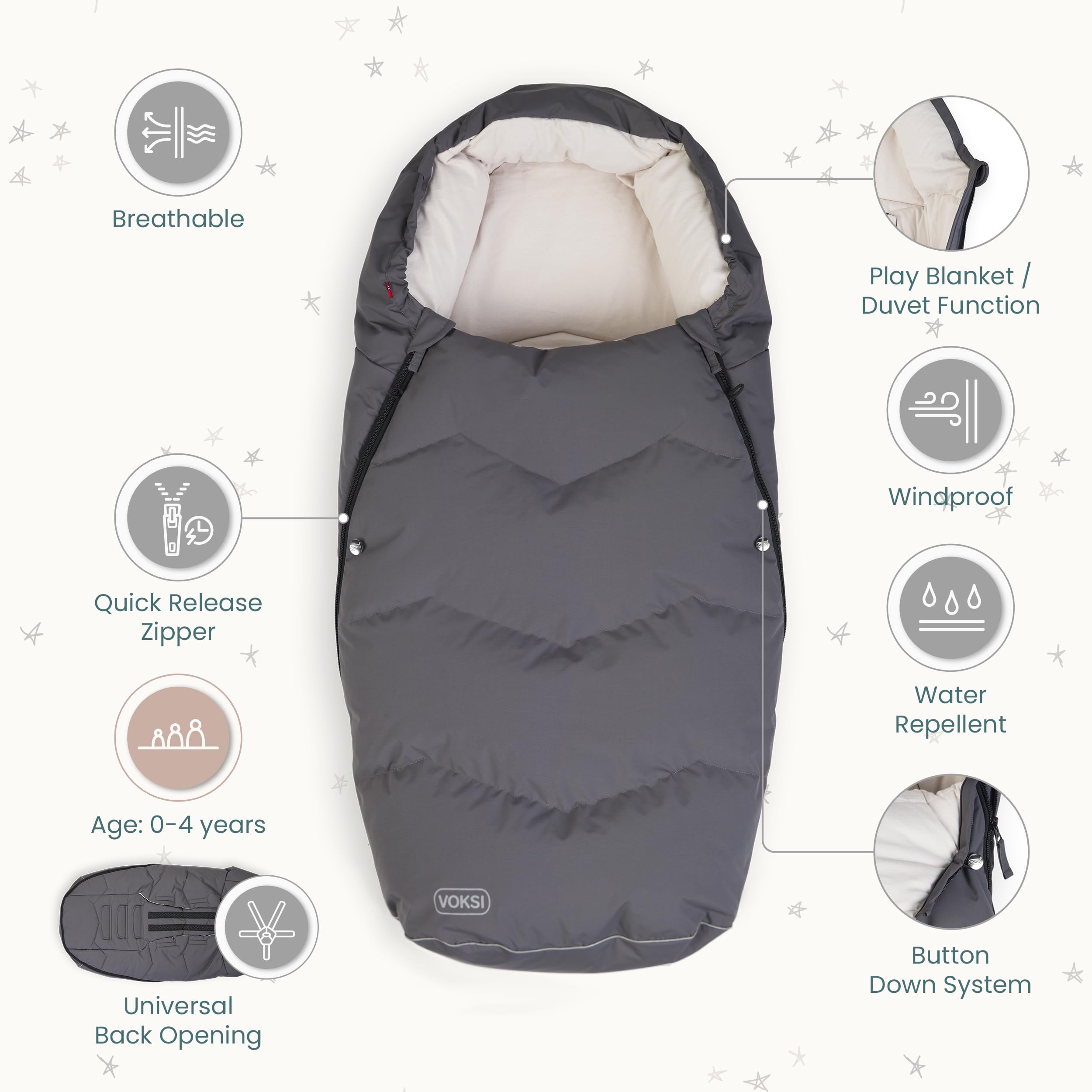 Premium Stroller Footmuff - Natural Wool & Down with High Insulation - Extendable Baby Stroller Cover for Winter - Urban 2025 Norway Design - Perfect for Cold Weather & Outdoor Walks with Your Baby