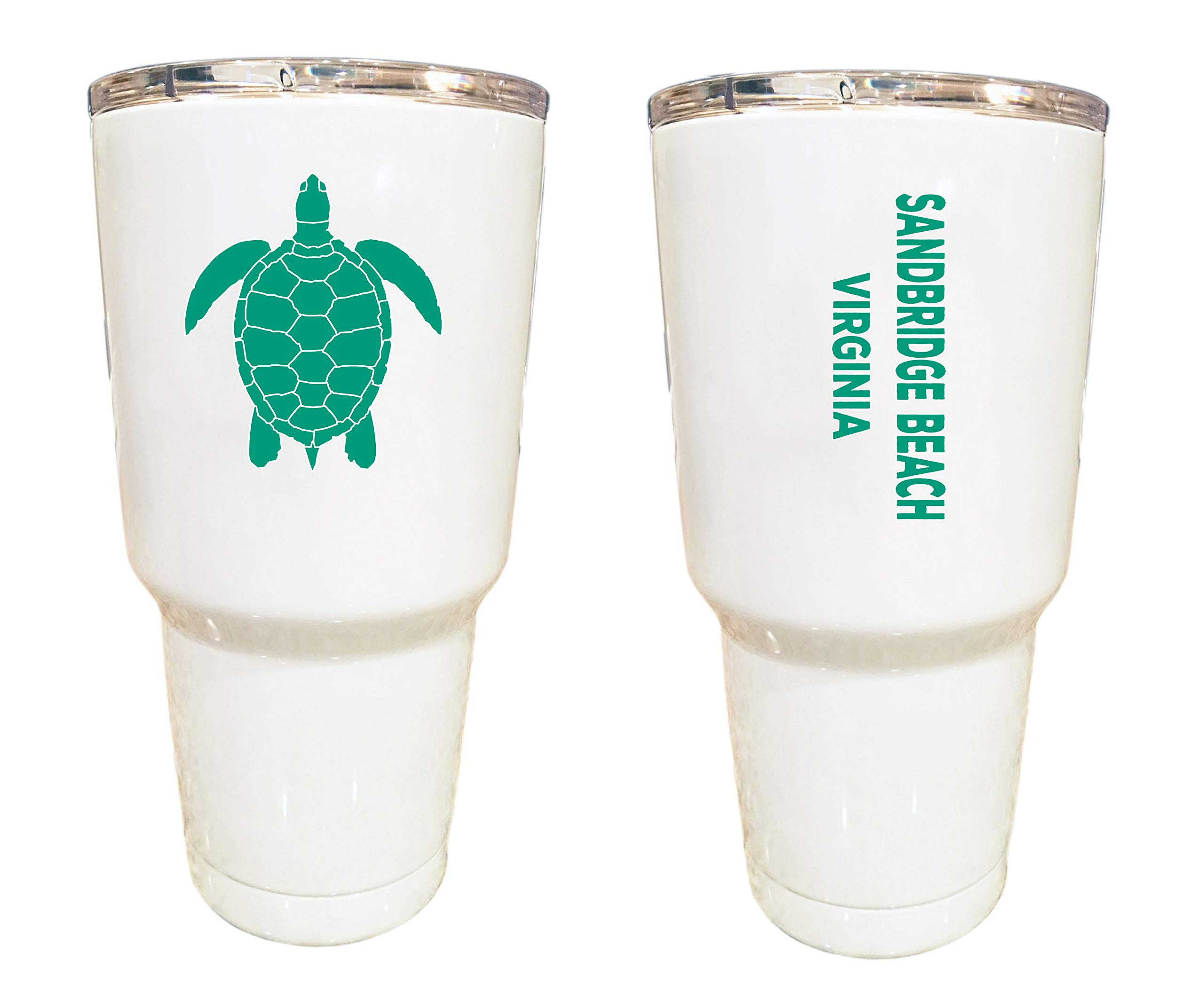 R&R Imports 24oz Insulated Stainless Steel Tumbler - Sandbridge Beach Virginia Souvenir Cup, White - Perfect for Beach Trips, Travel & Outdoor Adventures