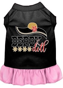 Stylish Derby Doll Screen Print Dog Dress - Multiple Colors for Small & Medium Dogs - Perfect for Parties & Special Occasions