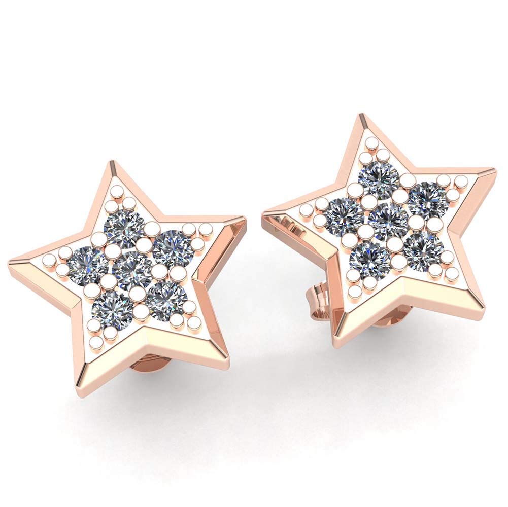 0.25 Carat Round Cut VVS1 Diamond 925 Sterling Silver Star Stud Earrings for Women & Girls | Elegant Everyday Jewelry, Perfect Gift for Birthdays & Anniversaries
