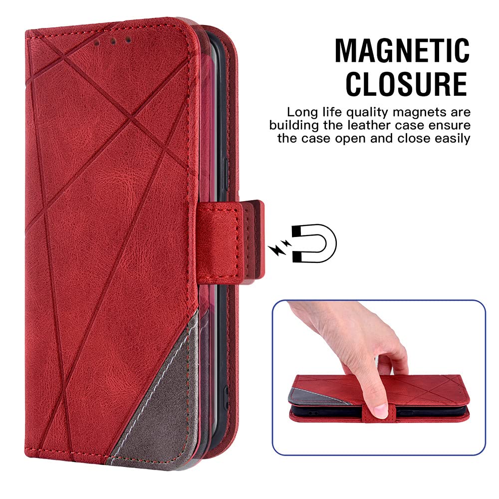 Samsung Galaxy S10 Plus Wallet Case with Tempered Glass Screen Protector | Flip Cover Card Holder | Compatible with Galaxy S10+ & S10 Edge | Premium Phone Accessories for Work, Travel & Everyday Use (Red)