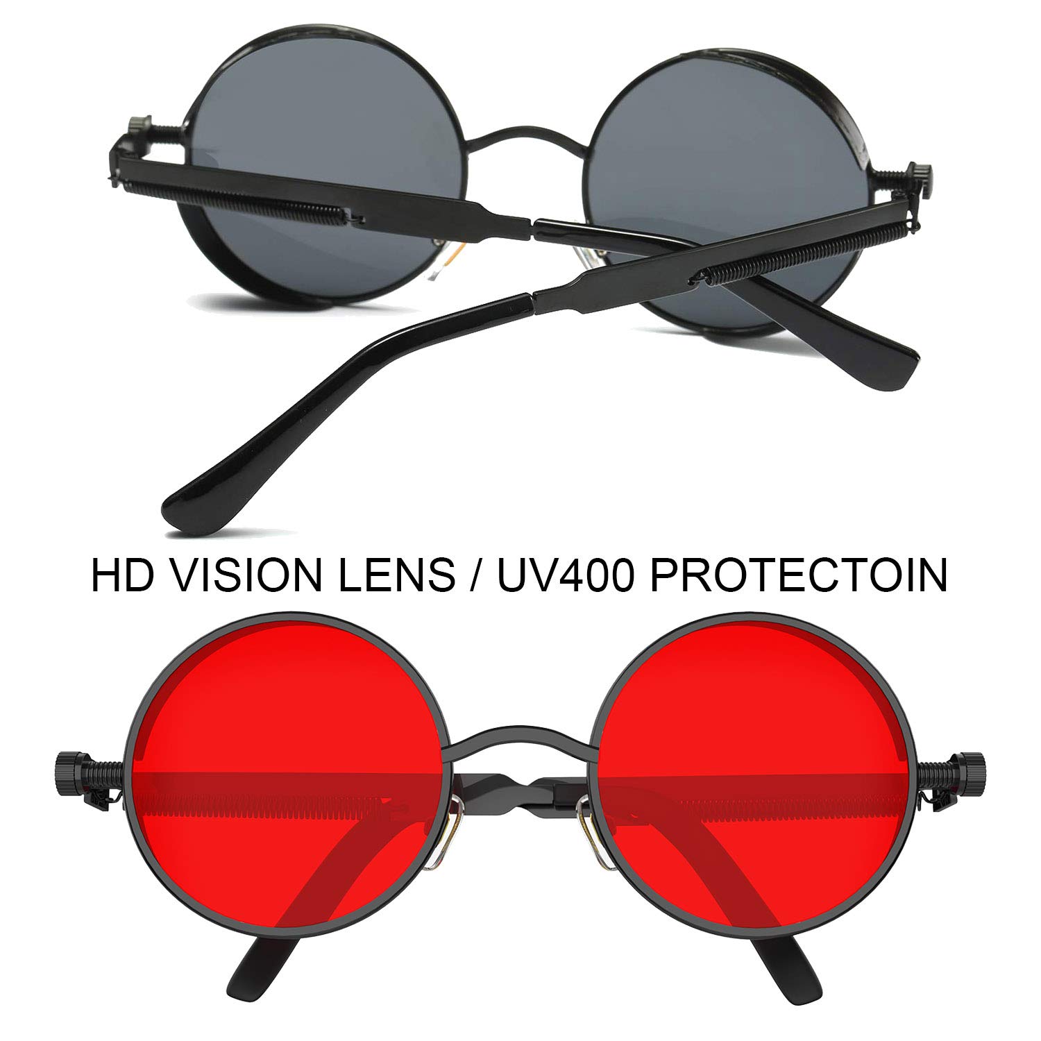 Vintage Gothic Steampunk Sunglasses for Women & Men - Round Lens Metal Frame Sunglasses - Perfect for Cosplay, Halloween, and Retro Fashion Outfits