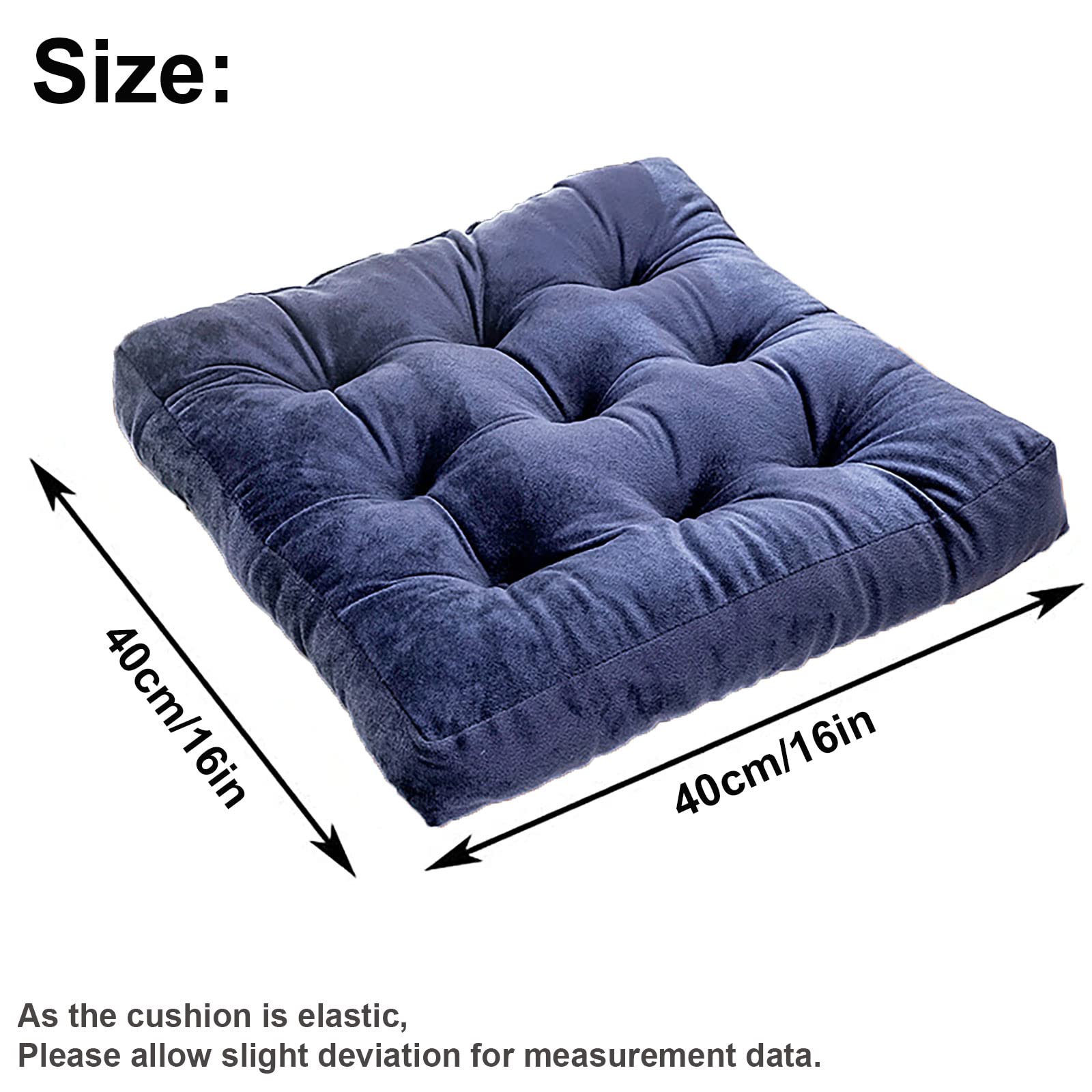 6-Pack 16x16 Inch Square Tufted Floor Pillow Cushions - Thick Tatami Style for Yoga, Meditation, Living Room, Balcony, Office & Outdoor Use (Navy Blue)