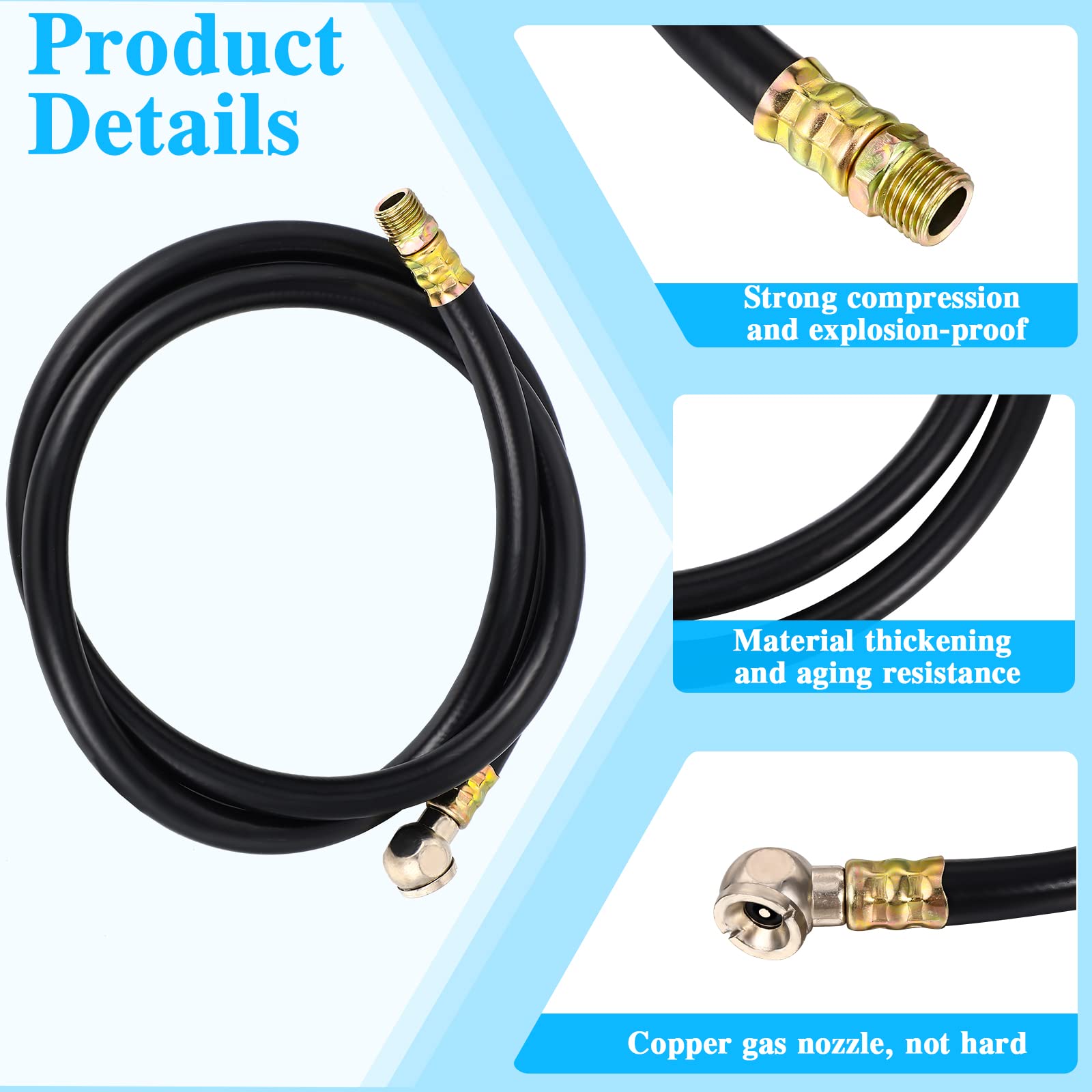 LEIFIDE 2 Pcs Air Tank Repair Kit - 4 Feet Air Hose Assembly with Portable Carry Case - Replacement Parts for Air Compressor, Tire Inflator & Pneumatic Tools - Perfect for Garage, Workshop & Roadside Emergencies