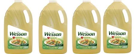 Wesson Pure Canola Oil, 1 Gallon (128 oz) - Pack of 4 | Healthy Cooking Oil for Frying, Baking & Salad Dressings | Perfect for Restaurants, Catering & Home Kitchens
