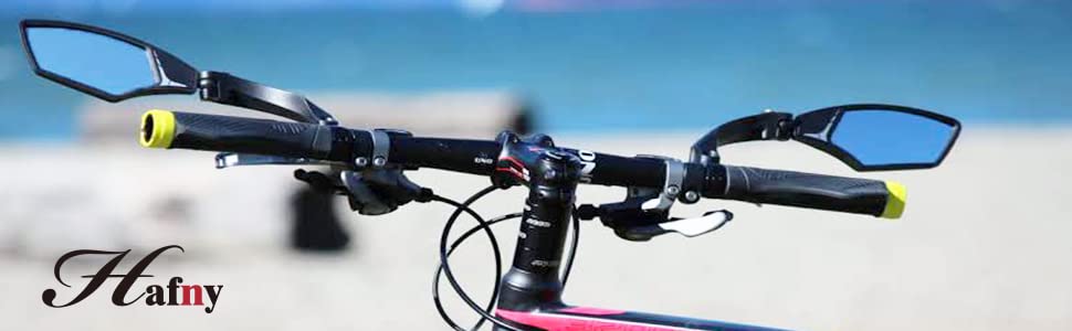 Hafny HF-MR095 HD Blast-Resistant Bike Mirror - Adjustable Rotatable Handlebar Rearview Mirror with Crystal Clear Glass for Safe Cycling | Perfect for Road Bikes, Mountain Bikes & Commuting