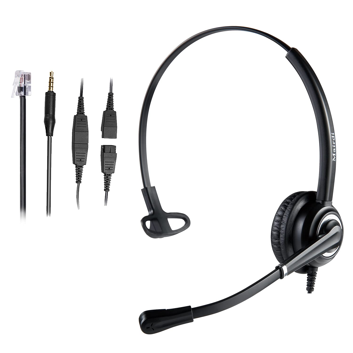 MAIRDI Noise Canceling Office Headset with Microphone - RJ9 & 3.5mm Jack Compatible with Landline Phones, Cell Phones, PC, Laptop - Perfect for Call Centers, Polycom, Avaya, Nortel Systems - Ideal for Remote Work, Customer Service & Business Communications