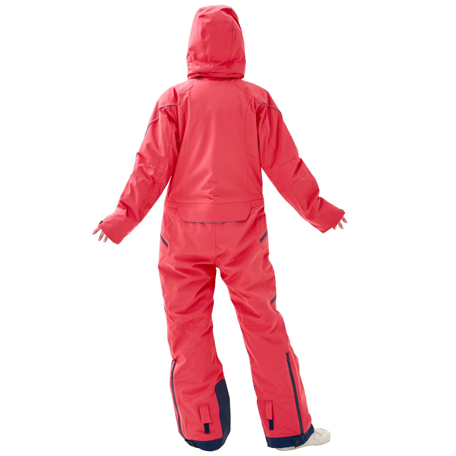 Women's One Piece Ski Suit - Windproof & Waterproof Snowsuit with Detachable Hood - Warm & Breathable Winter Jumpsuit for Skiing, Snowboarding & Outdoor Snow Sports