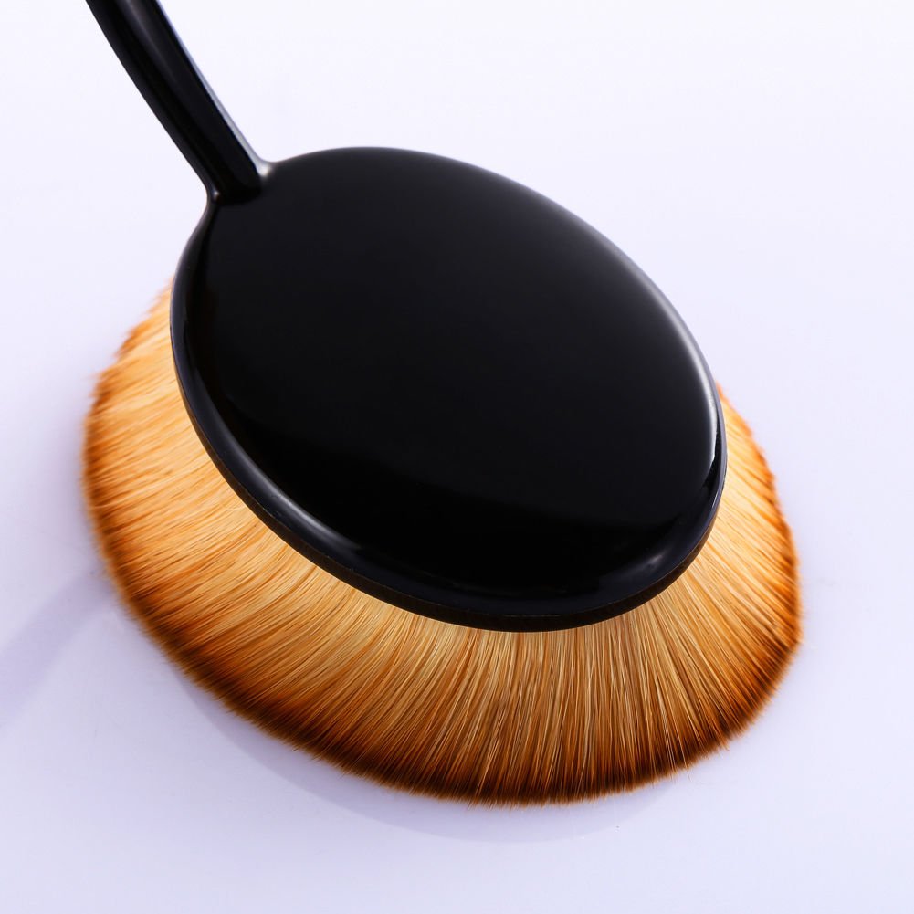 10pcs Black Toothbrush Curve Makeup Brush Set - Professional Oval Foundation Brush for Flawless Makeup Application | Perfect for Contouring, Blending & Liquid Foundation