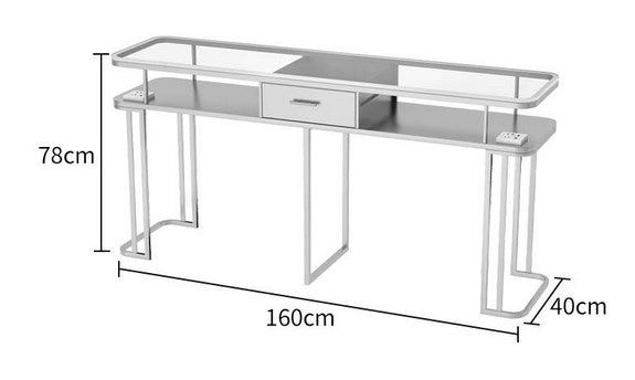Professional Instagram Style Glass Manicure Table - Elegant Nail Salon Furniture for Pedicure & Manicure Services | Perfect for Home Salons, Spas, and Beauty Studios