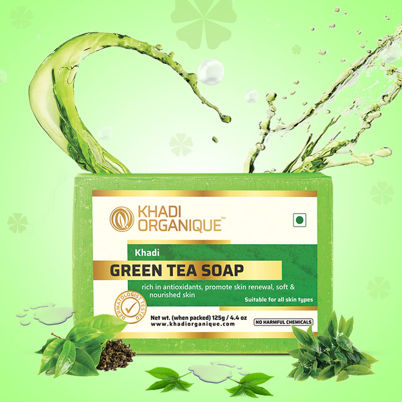 Organic Green Tea Soap Bar - 100% Natural & Herbal Handmade Soap for Glowing Skin - Pack of 4 (500g Total) - Perfect for Daily Face & Body Cleansing, Spa Day, and Relaxing Bath Time