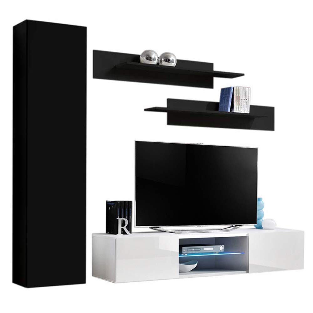 Modern Floating TV Stand with Storage & LED Lights - Wall-Mounted Entertainment Center for Living Room & Bedroom - 33