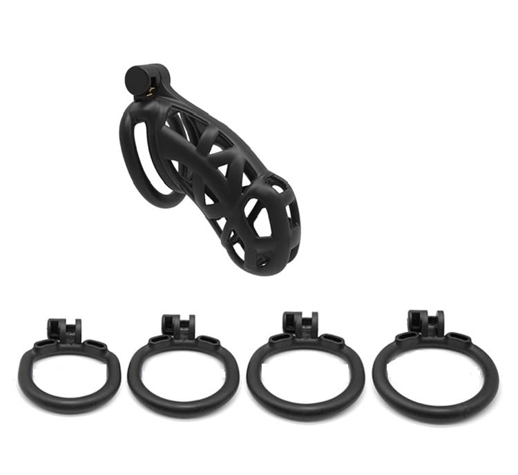 Chastity Cage for Men - 4 Sizes Adjustable Male Chastity Device with Lock, Anti-Erection Penis Cage for Couples Bondage & BDSM Play - Perfect for Roleplay, Tease Control, and Long-Term Wear