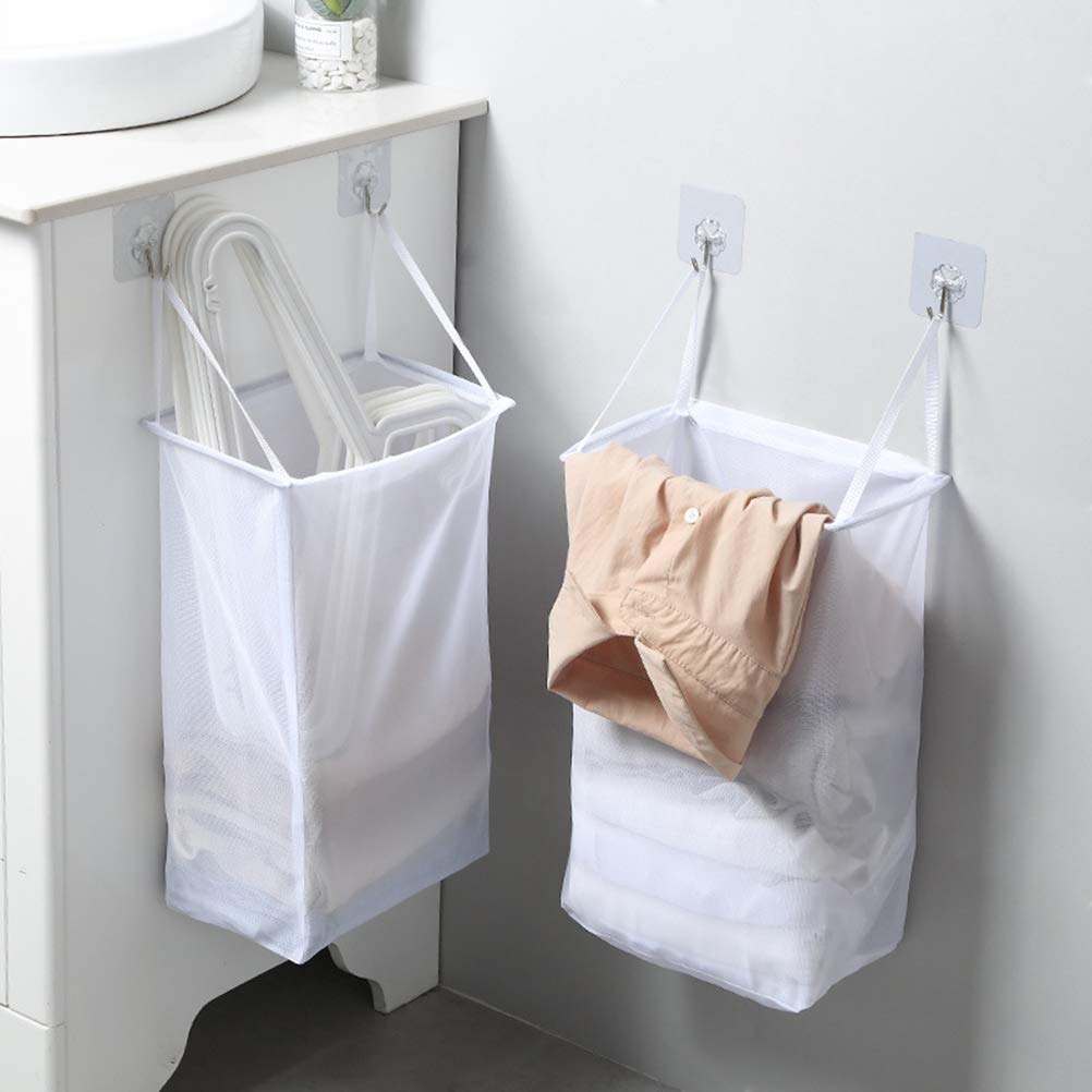 DOITOOL Wall Mounted Storage Basket with 2 Sticky Hooks - Hanging Organizer for Bathroom, Kitchen, Bedroom & Office - Space Saving Home Storage Solution for Toiletries, Cosmetics, Spices & Small Essentials
