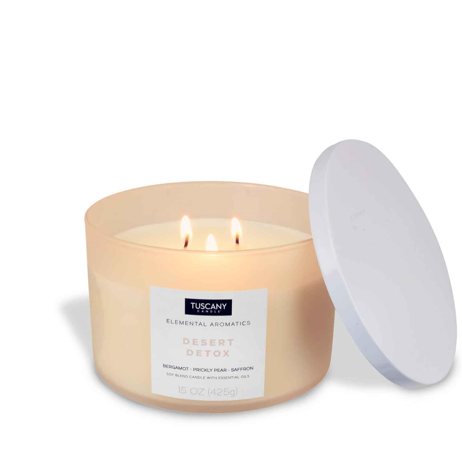 Tuscany Candle Desert Detox - 15oz Bergamot Scented Aromatherapy Candle for Relaxation, Stress Relief & Home Spa | Perfect for Bedroom, Bathroom & Meditation Spaces