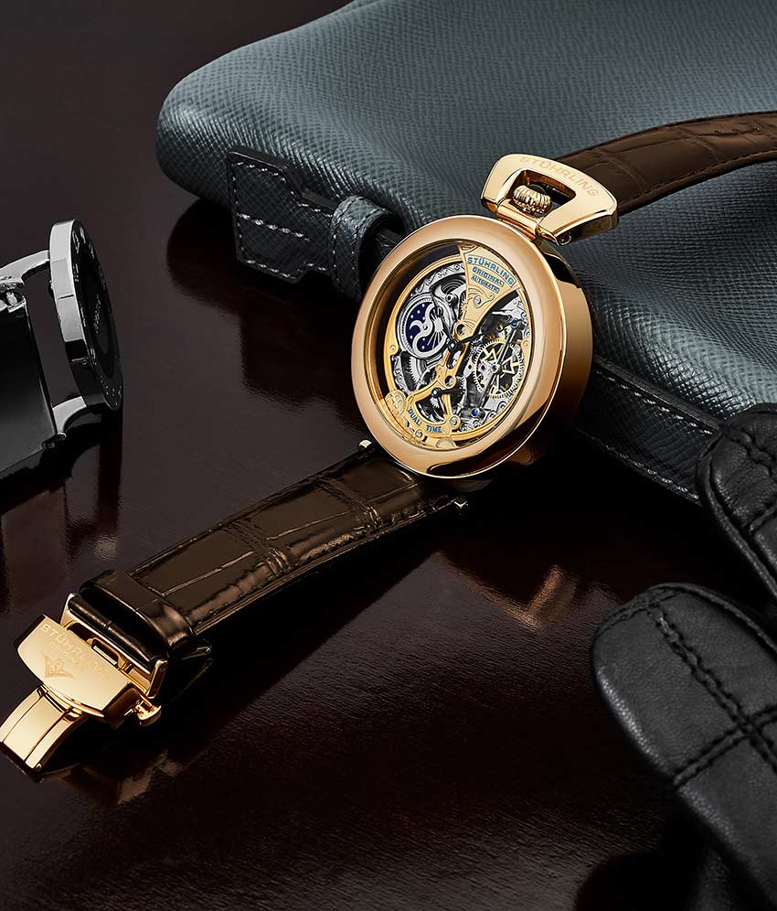 Emperor's Grandeur 127A Automatic 49mm Skeleton Watch for Men - Luxury Mechanical Timepiece with Open Heart Design - Perfect for Formal Events, Business Meetings & Special Occasions