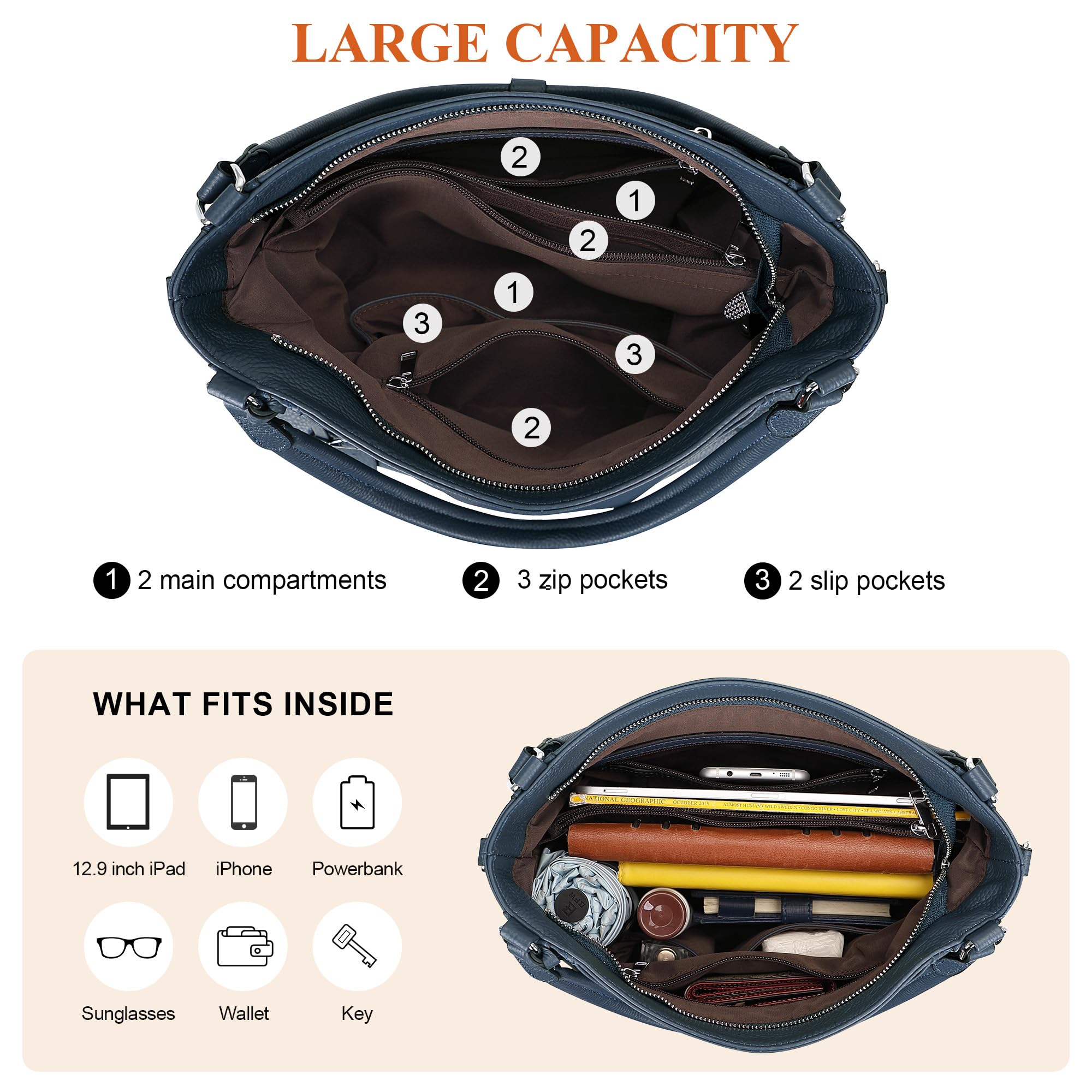 Premium Soft Leather Handbags for Women - Stylish Shoulder Hobo Bag & Large Tote Crossbody Purse | Perfect for Work, Travel & Everyday Use