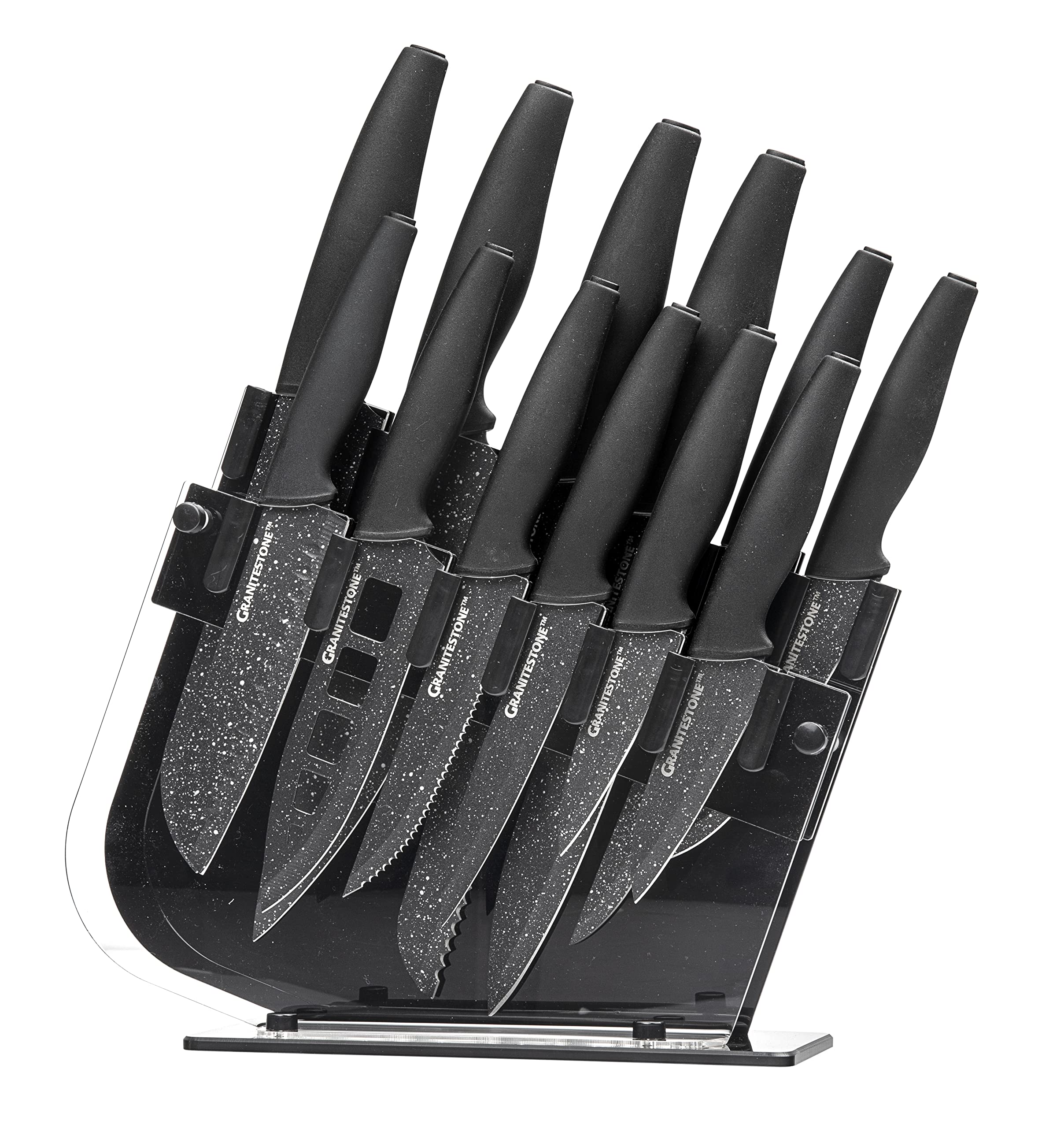 Granitestone Nutriblade 12-Piece Professional Knife Set with Block - High-Grade Chef Knives, Santoku Knives & Kitchen Knives with Easy-Grip Handles & Stainless Steel Blades (Dishwasher Safe) - Perfect for Home Chefs, Cooking Enthusiasts & Professional Kitchens