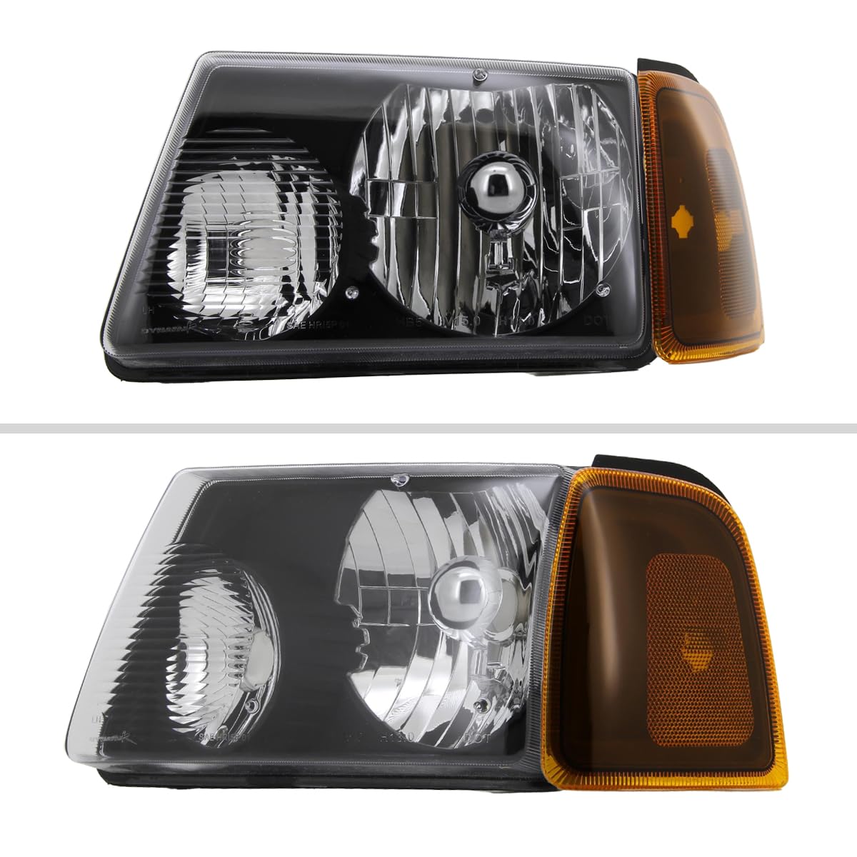 2001-2011 Ford Ranger Black Headlights & Corner Turn Signal Lights - Durable Replacement for Pickup Trucks - Perfect for Off-Roading & Night Driving