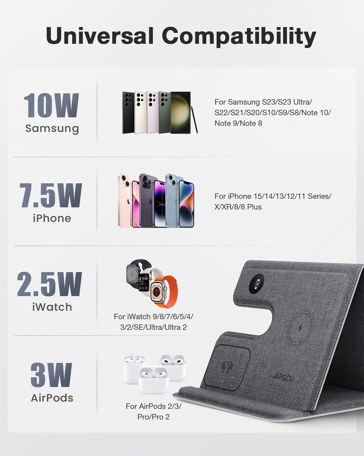 3-in-1 Foldable Charging Station for Apple Devices - iPhone, Watch & AirPods - Perfect for Travel & Home Use
