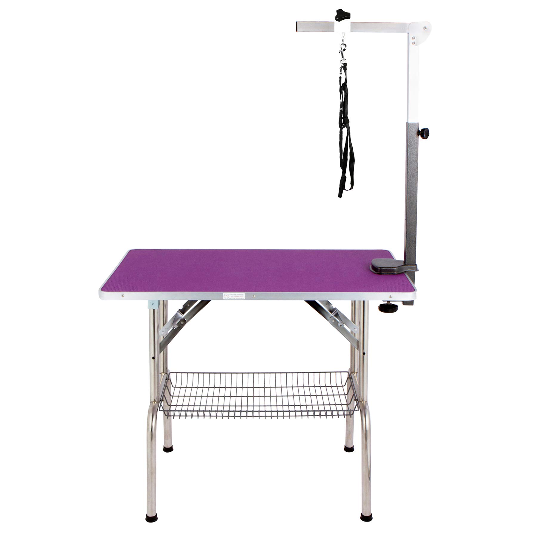 Flying Pig Purple Dog Grooming Table with Super Tough Grooming Arm - Medium Size for Professional Pet Grooming | Perfect for Home & Salon Use