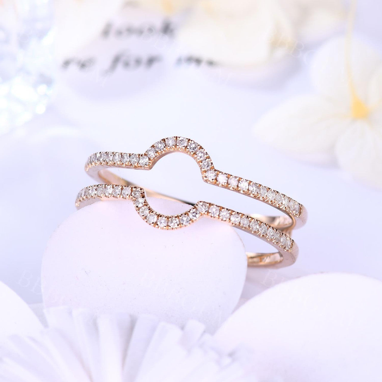 Elegant Open Shank Diamond Fashion Ring - Double Band Euro Shank Enhancer Ring for Women | Perfect for Weddings, Anniversaries & Special Occasions