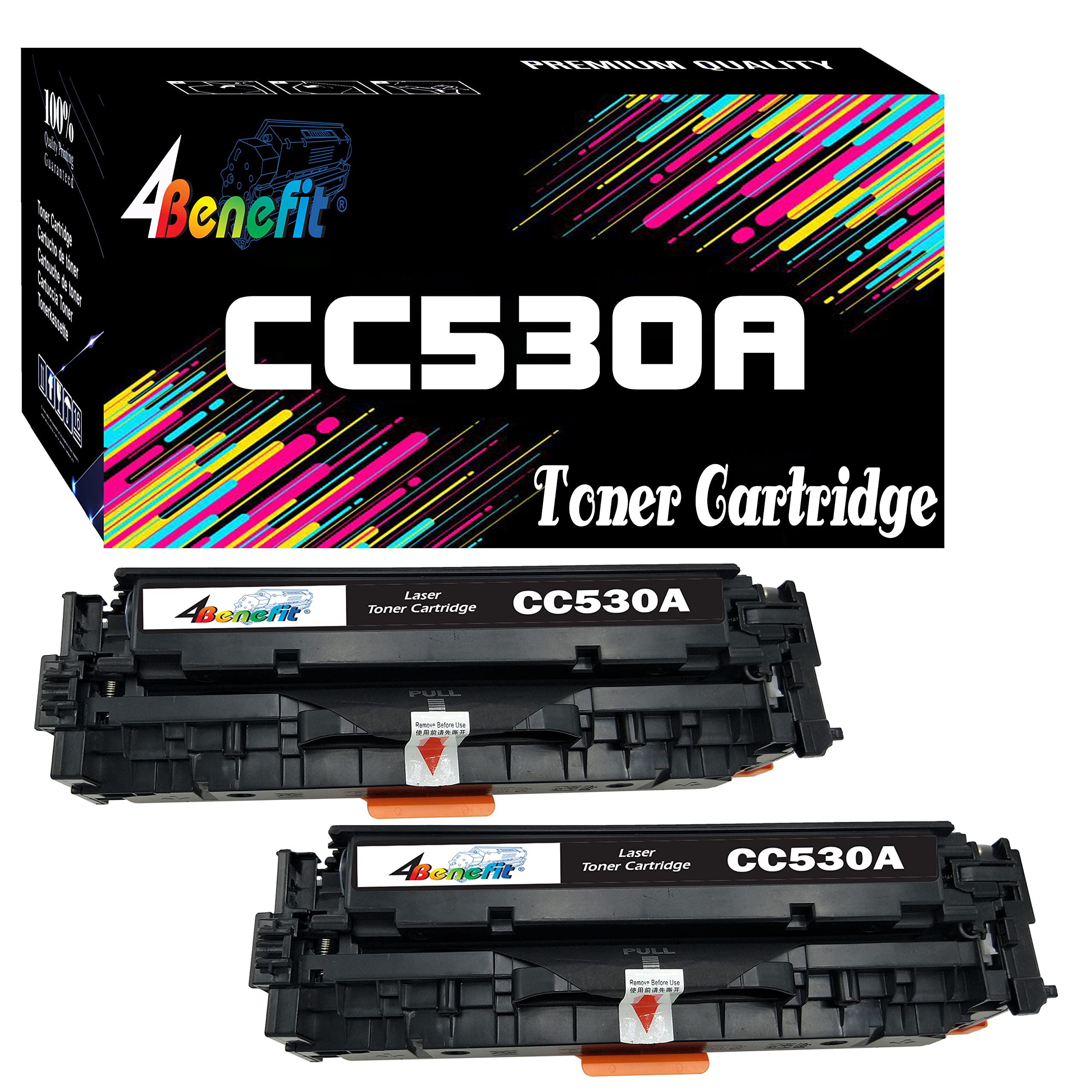 Dell (Set of 2) 4Benefit Black Compatible Replacement Toner Cartridge for HP 304A/CC530A - Works with HP Color LaserJet CP2025X, CP2025N, MFP M476nw, M476dn Printers - Ideal for Office Printing & High-Volume Documents