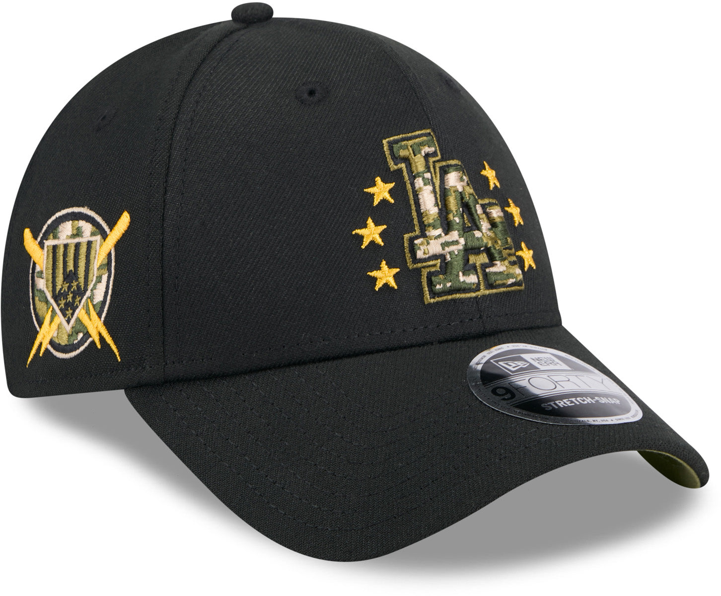 Los Angeles Dodgers New Era 9Forty MLB 2024 Armed Forces Day Black Baseball Cap - Official MLB Licensed Hat for Men & Women - Perfect for Baseball Games, Military Appreciation & Casual Wear