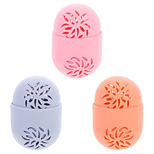 HEALLILY 3-Piece Silicone Makeup Sponge Blender Set with Travel Case - Reusable Beauty Sponge Holder & Cosmetic Tool Organizer for Foundation, Concealer Application | Perfect for Travel, Home & Professional Makeup Kits