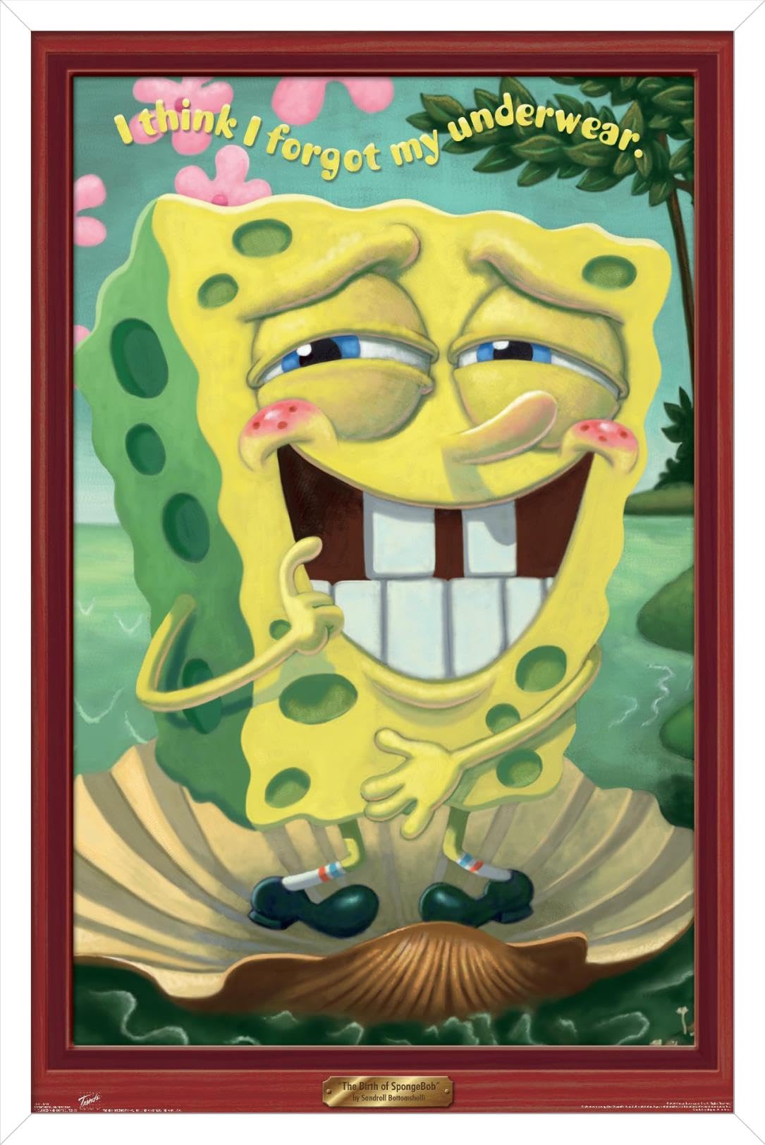 Trends International Nickelodeon SpongeBob SquarePants Underwear Wall Poster - 14.725 x 22.375 Inches, White Framed Version - Perfect for Kids' Bedroom Decor, Game Room, or SpongeBob Fan Gift