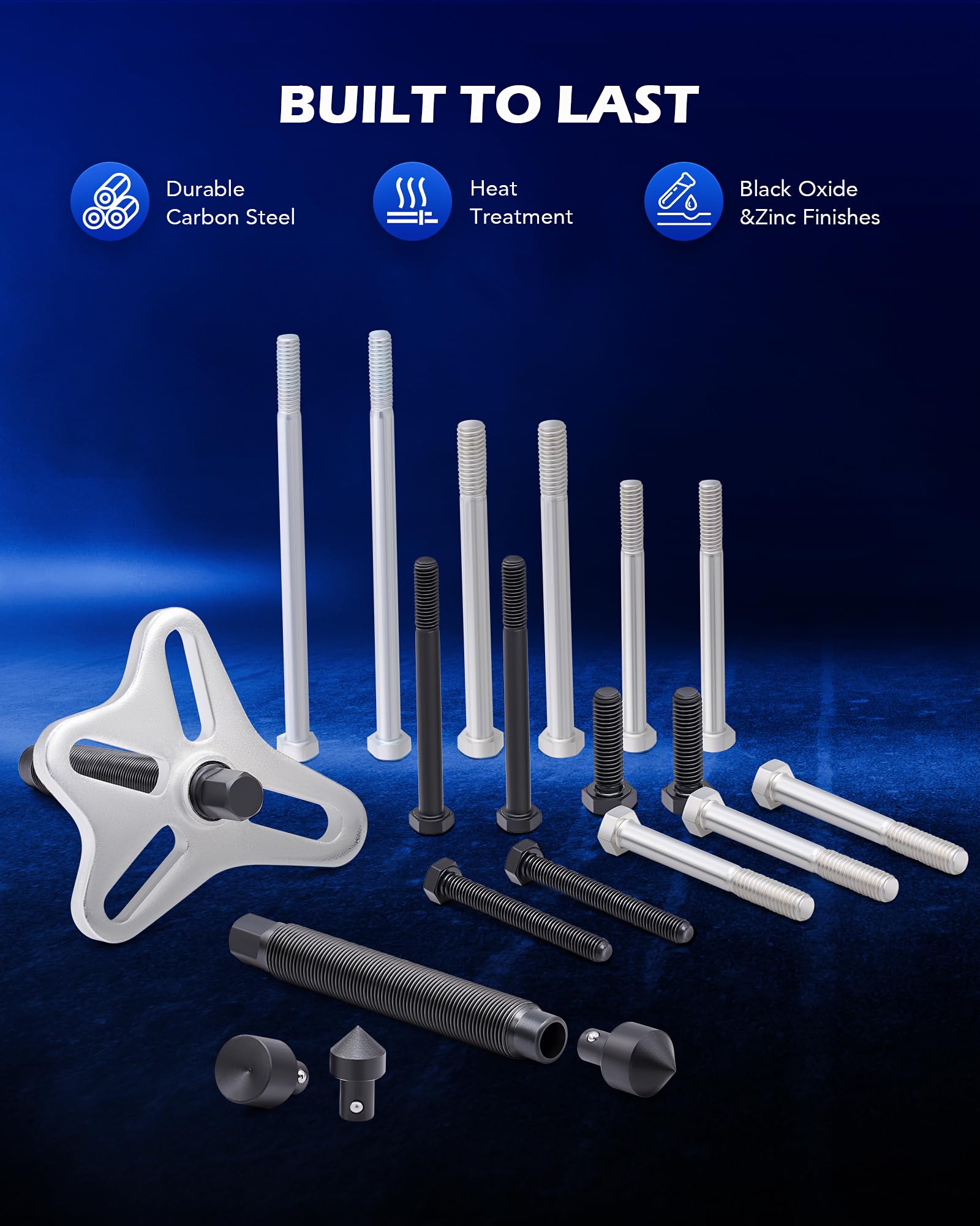Orion Motor Tech Harmonic Balancer Puller Kit - Power Steering Pulley Puller & Installer Tool Set - Automotive Steering Wheel Puller - Flange Type Gear & Crank Puller Set for Car Repair & Engine Maintenance