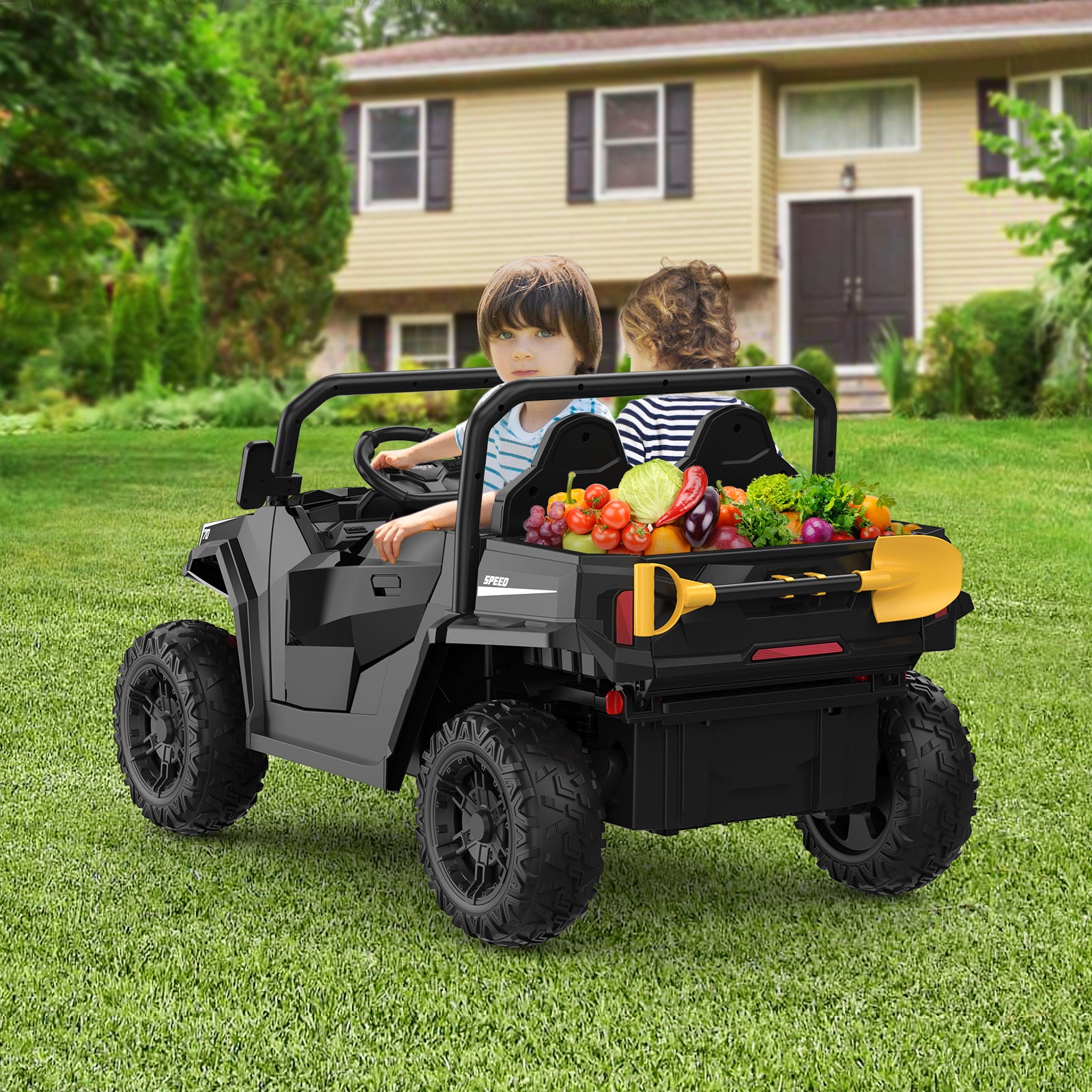 **GARVEE 24V Electric Ride-On Dump Truck for Kids Ages 6-12, Remote Control 4x4 Toy Car with Shovel, Bluetooth Music & LED Lights – Outdoor & Indoor Play, Birthday Gift**