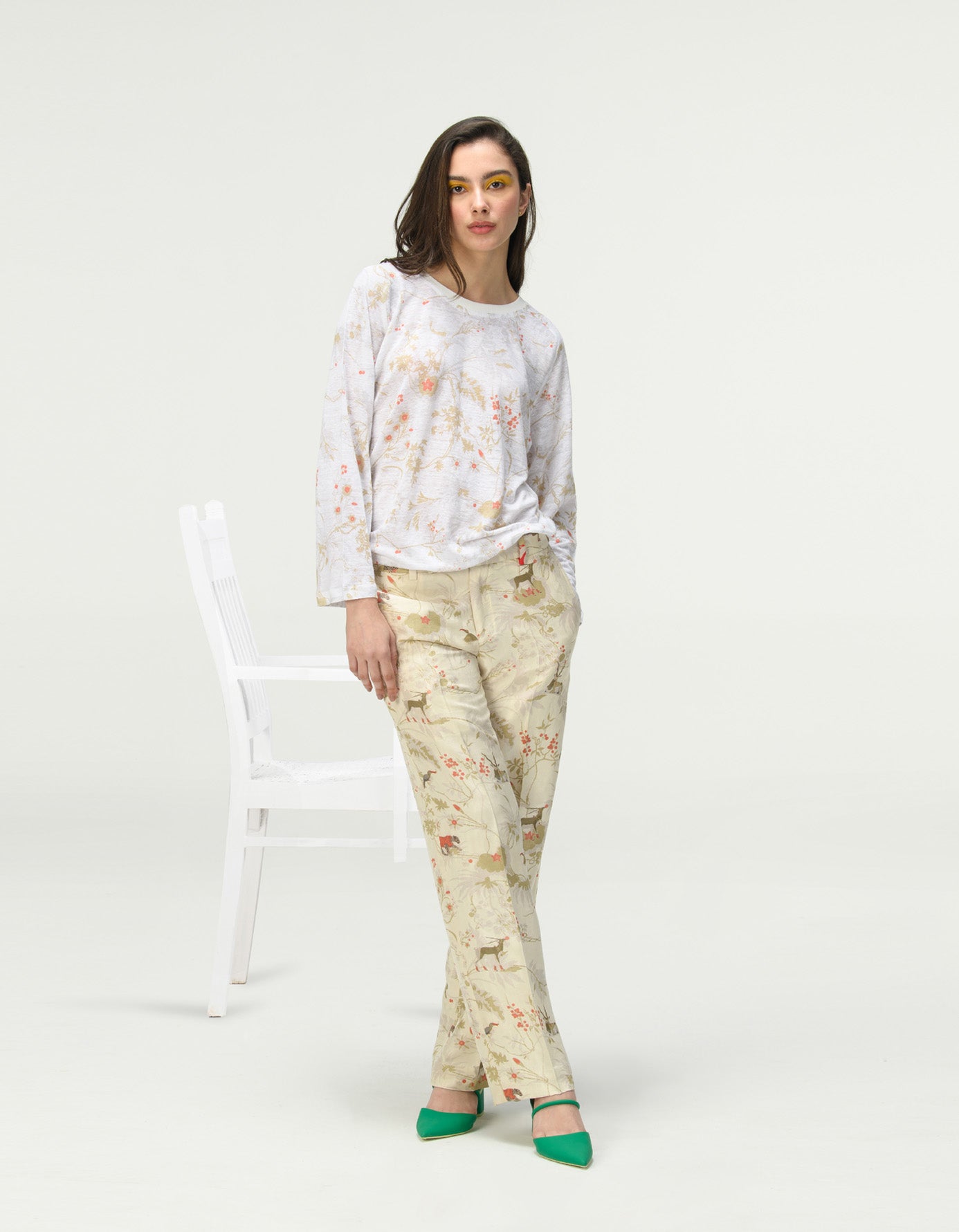 Breathable Linen Jersey Long Sleeve T-Shirt in Ivory - Perfect for Casual Wear & Layering