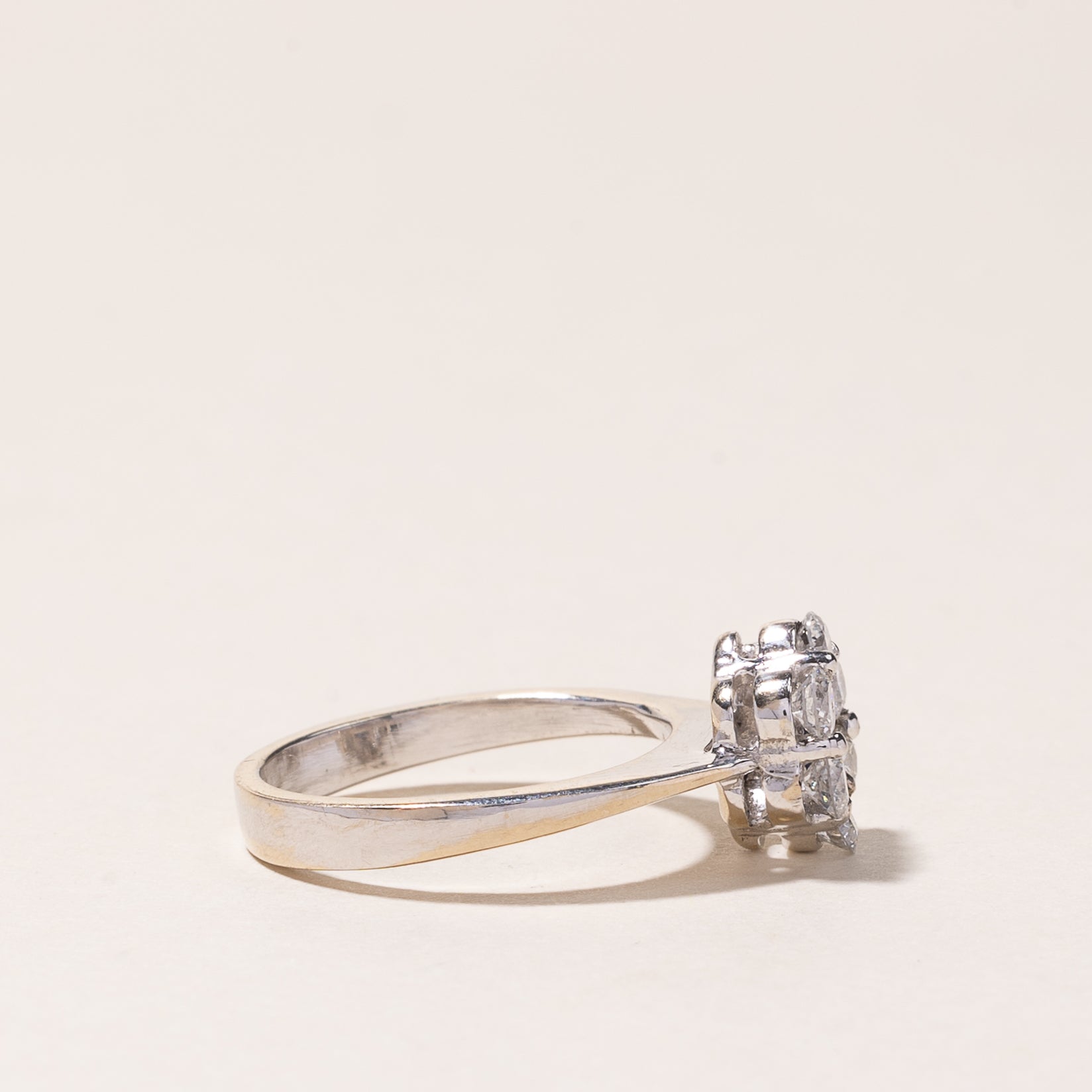18K White Gold Blue Sapphire and Diamond Ring - 0.23ct Sapphire & 0.39ctw Diamonds - Size 3.25 - Elegant Engagement, Wedding, Anniversary Jewelry Gift for Women
