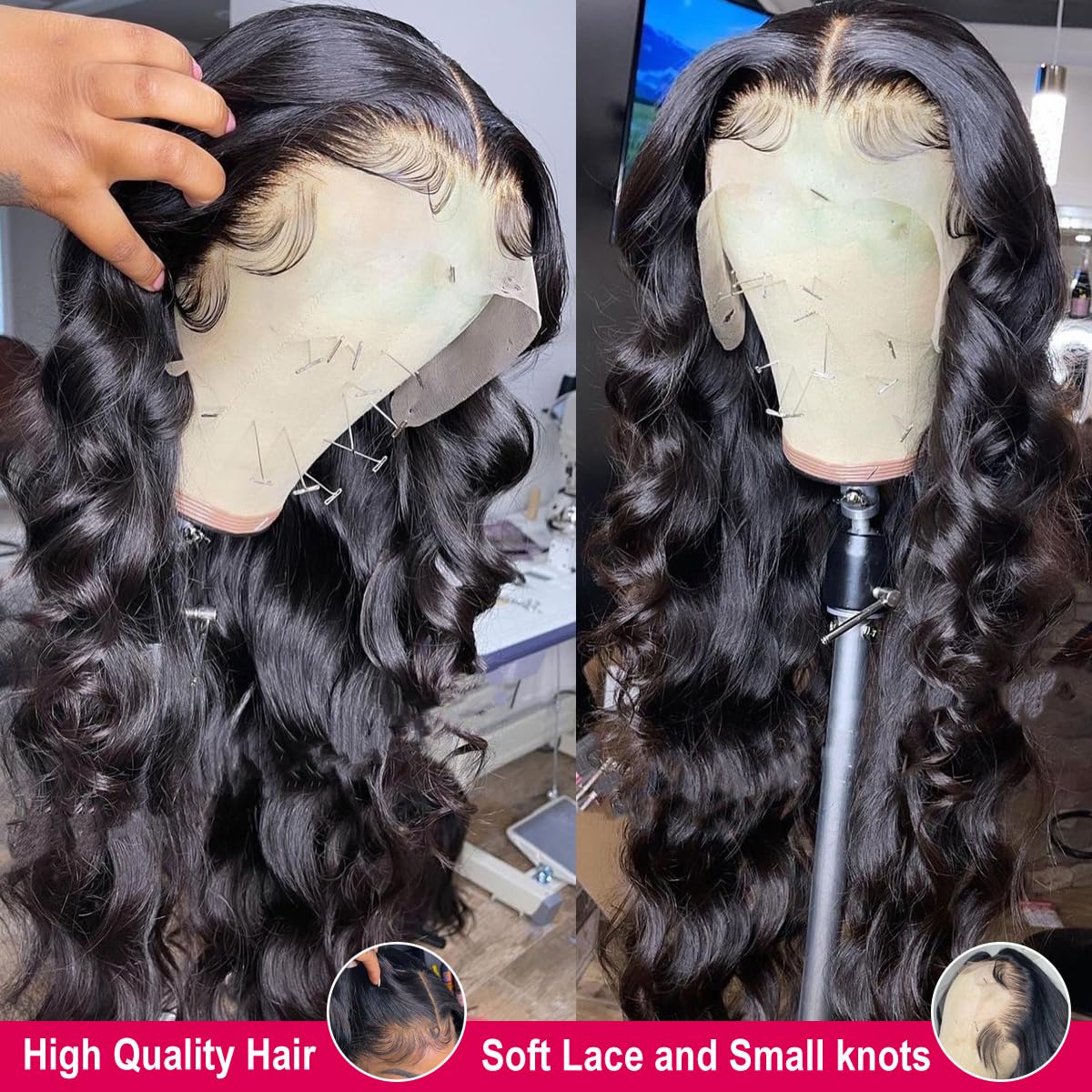 13x6 Body Wave Lace Front Human Hair Wigs - Pre Plucked Glueless Brazilian Virgin Hair Wig with HD Lace for Women (34 Inch) - Perfect for Daily Wear, Parties & Special Occasions