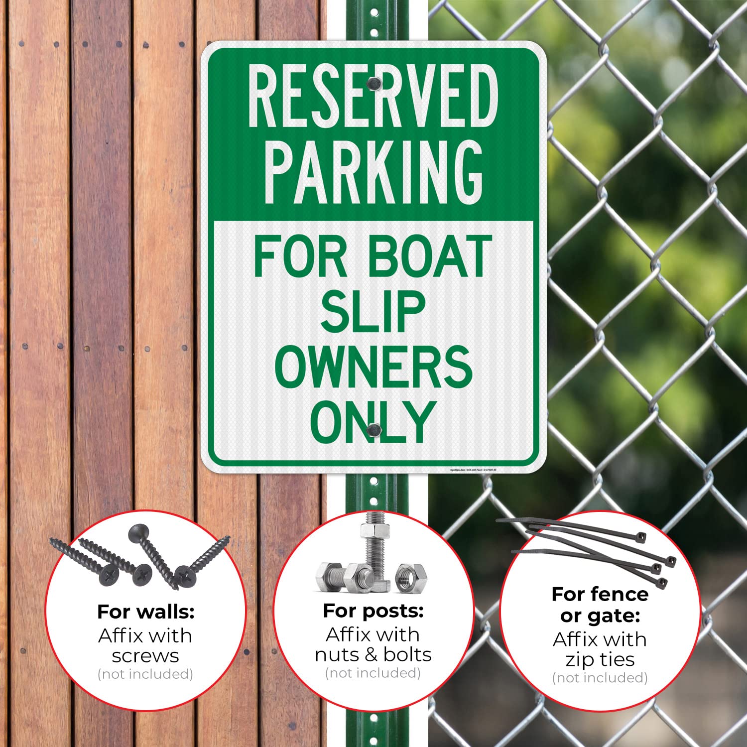 Reserved Parking for Boat Slip Owners Only Sign - 24x30 Inches - 3M EGP Reflective .080 Aluminum - Fade Resistant - Made in USA - Perfect for Marina Parking Spaces, Private Dock Areas & Waterfront Property Security