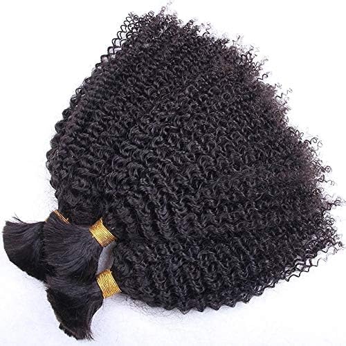 Afro Kinky Curly Human Hair Bundles - 100% Mongolian Virgin Remy Hair Extensions for Braiding & Weaving (22 Inch, 1 Bundle, Natural Black) | Perfect for Protective Styles, Wig Making & Natural Hair Blending