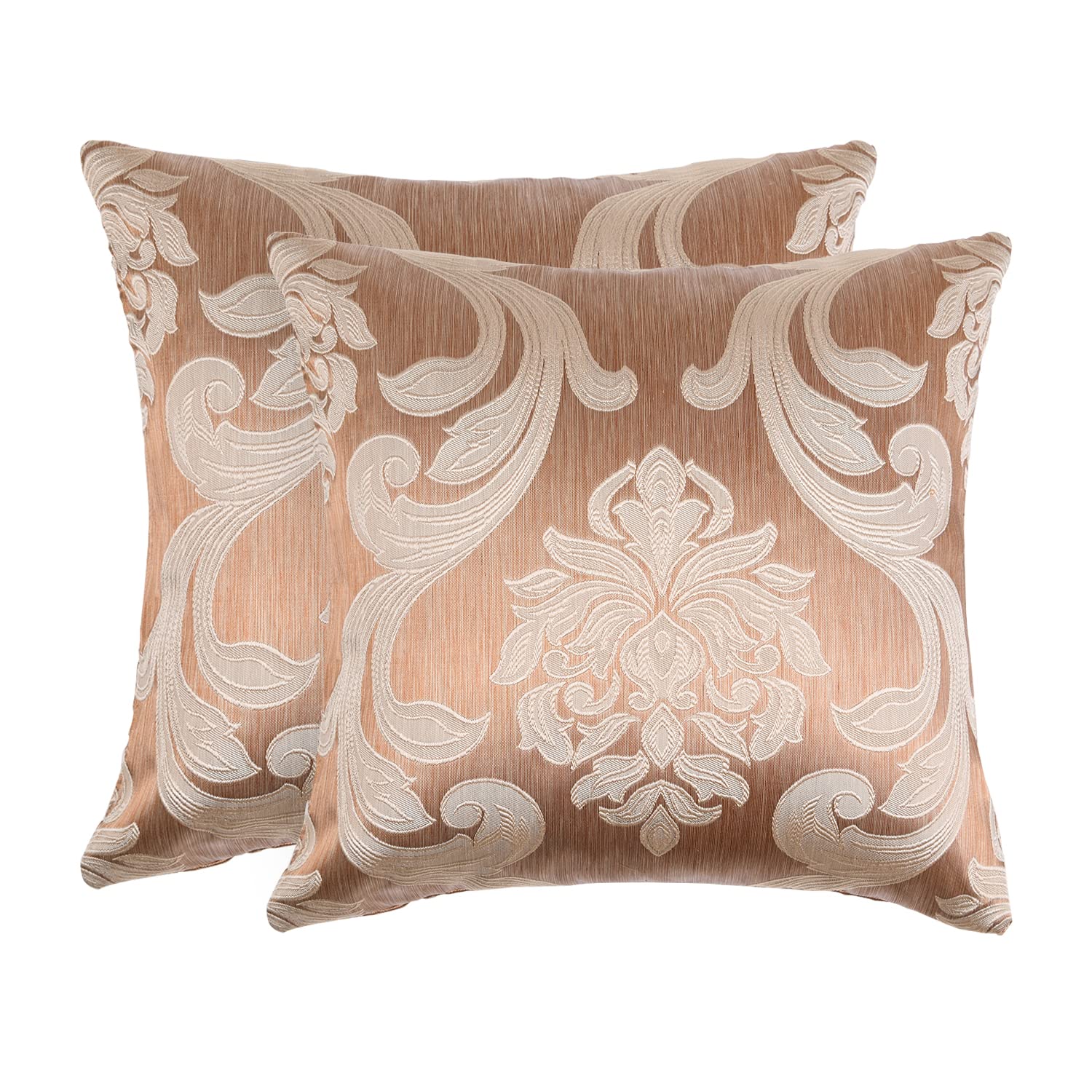 NAPEARL Jacquard Throw Pillow Covers Set of 2 - 20x20 Inch Decorative Cushion Covers for Sofa, Couch, Bed - Beige Luxury Pillowcases for Living Room, Bedroom - Perfect for Home Decor & Cozy Comfort