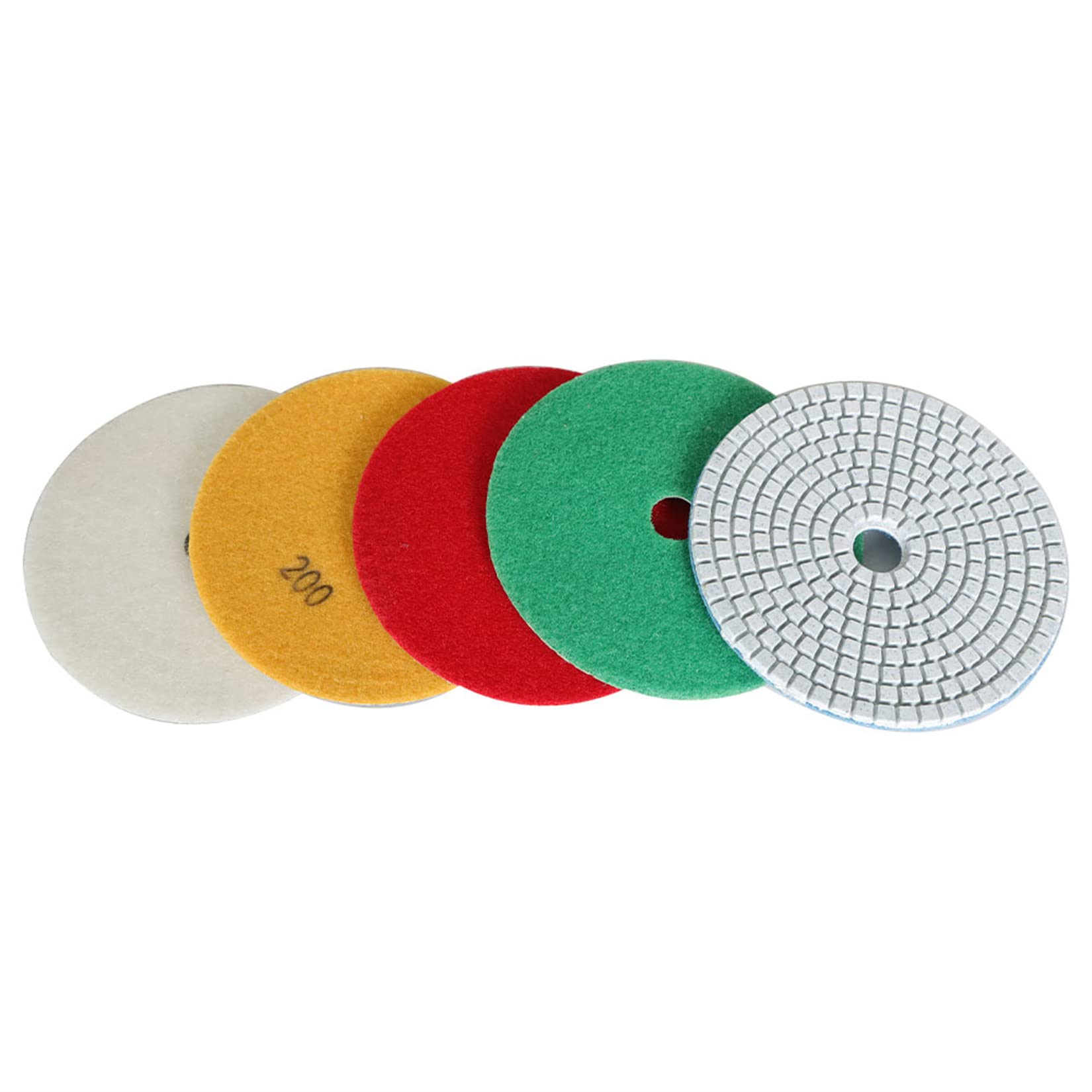 5 Inch Diamond Polishing Pads Kit - 6Pcs 50-800 Grit Wet/Dry Pads with 1 Backer Pad for Drill, Grinder, Polisher - Perfect for Granite, Marble, Concrete & Stone Surface Restoration