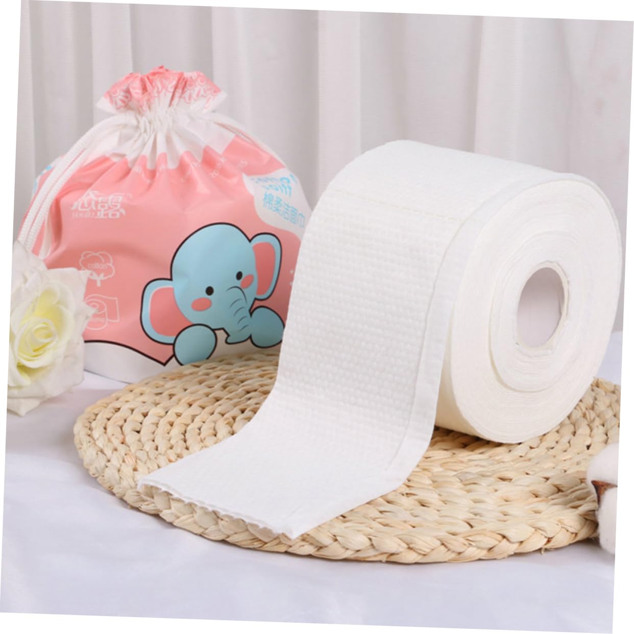 **Soft Cotton Facial Tissues - 2 Rolls of Gentle Makeup Remover Wipes | Reusable & Eco-Friendly Face Towels for Makeup Removal, Cleansing & Skincare | Perfect for Travel, Gym & Daily Beauty Routine**