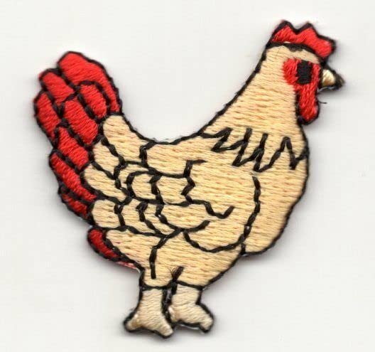 Small Iron On Chicken Patch - Animal Embroidered Applique for DIY Crafts, Jackets, Backpacks & Hats | Cute Poultry Design for Sewing Projects & Clothing Customization