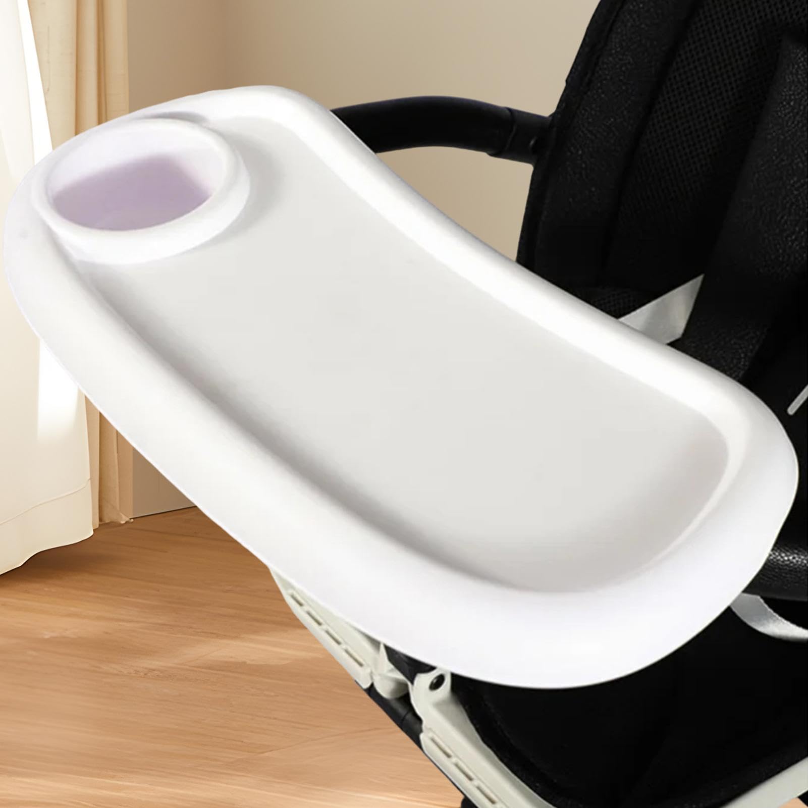 Baby Stroller Tray with Cup Holder - Adjustable Stroller Organizer for Bottles, Snacks, Fruits & Drinks | Perfect for Feeding, Snacking & Hydration On-the-Go
